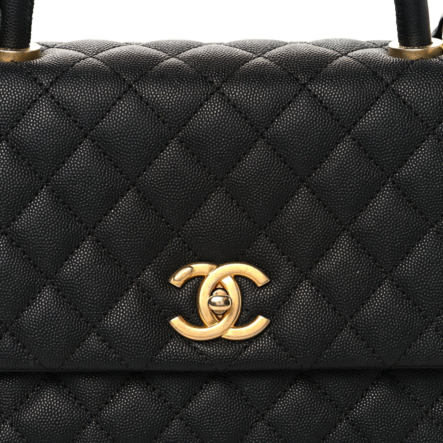 Caviar Quilted Small Coco Handle Flap Black