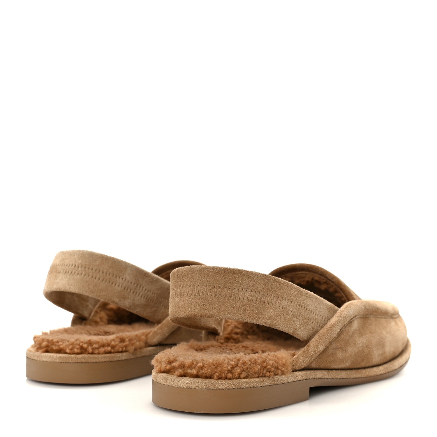 Suede Calfskin CC Slingback Loafers 35 Dark Beige