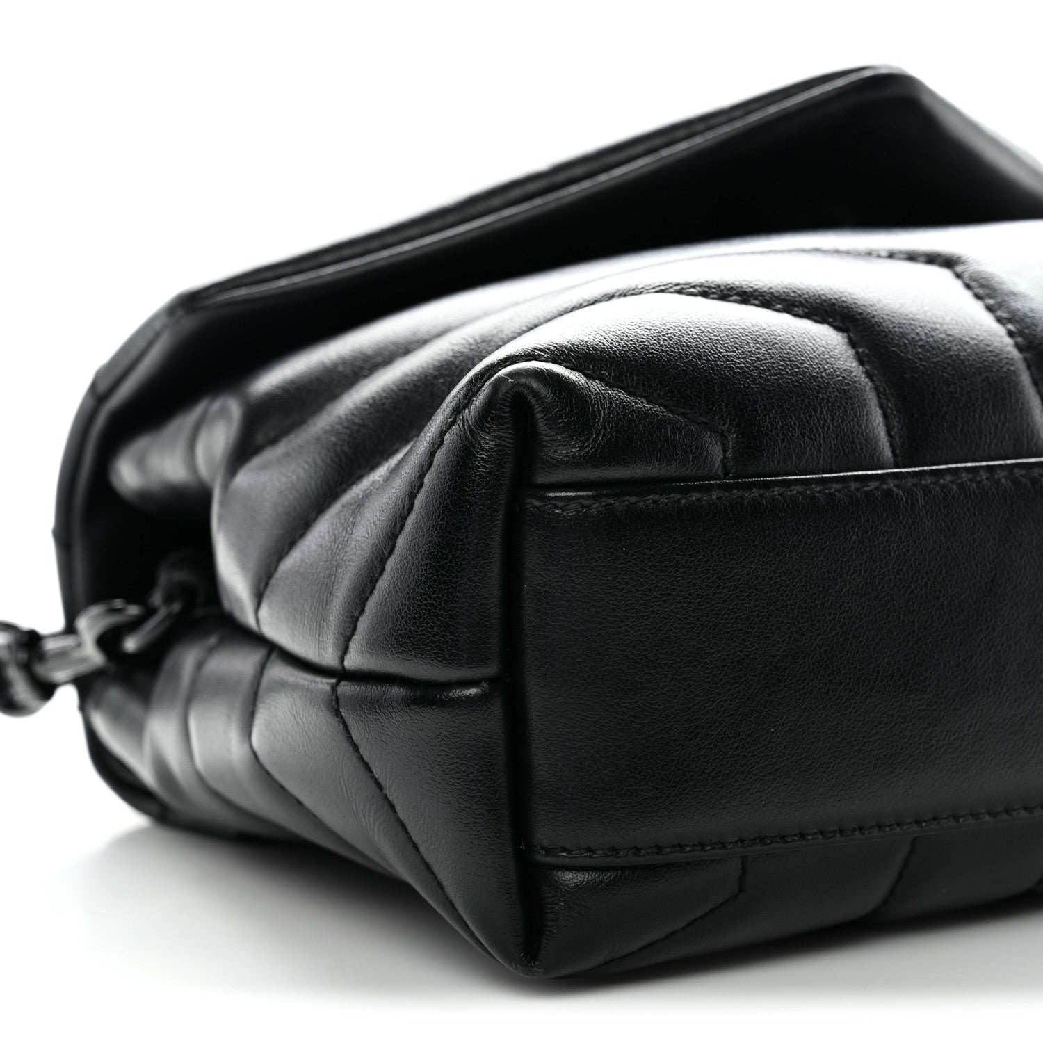 Calfskin Y Quilted Monogram Monochrome Toy Loulou Crossbody Bag Black