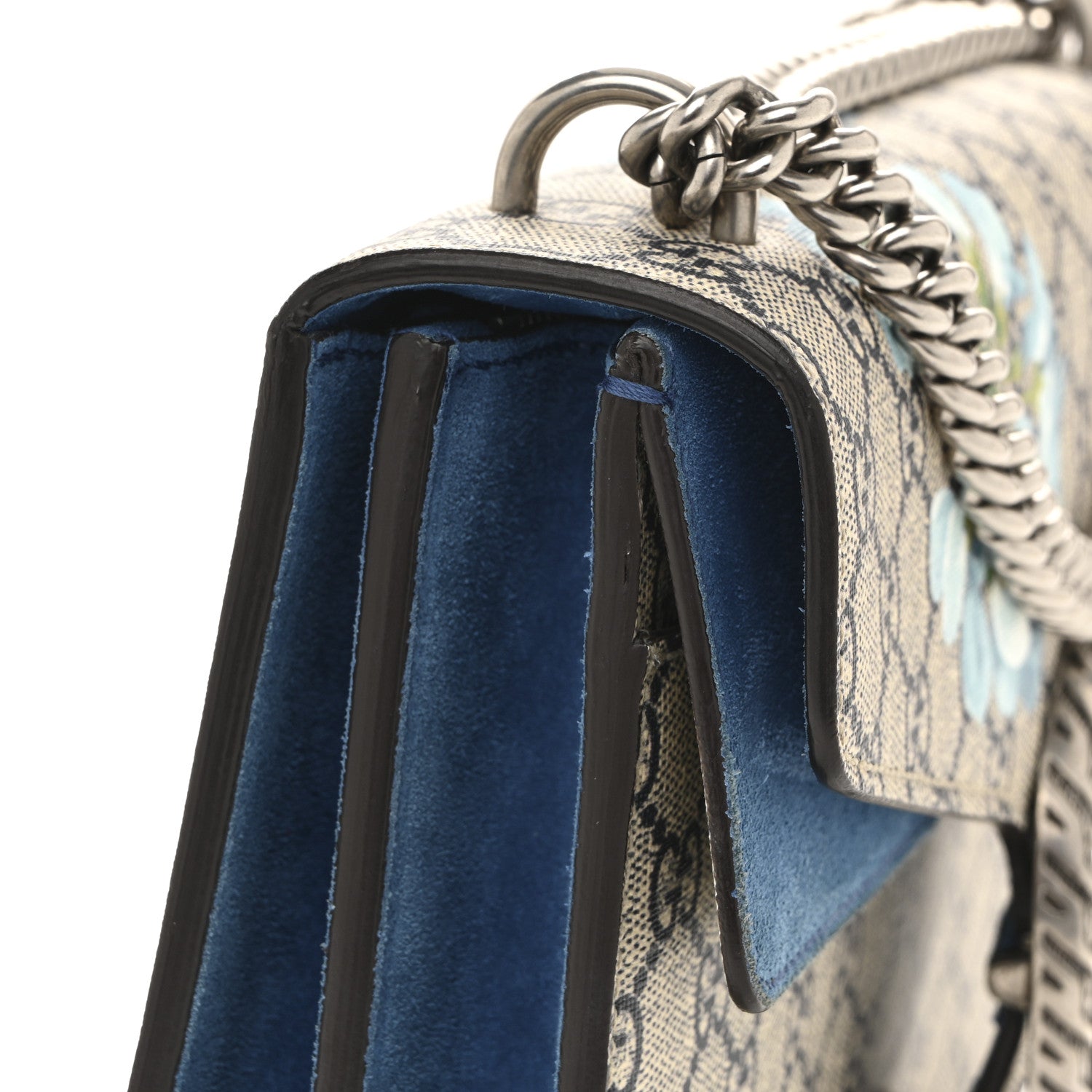 GG Supreme Monogram Blooms Small Dionysus Shoulder Bag Beige Navy Vintage Blue