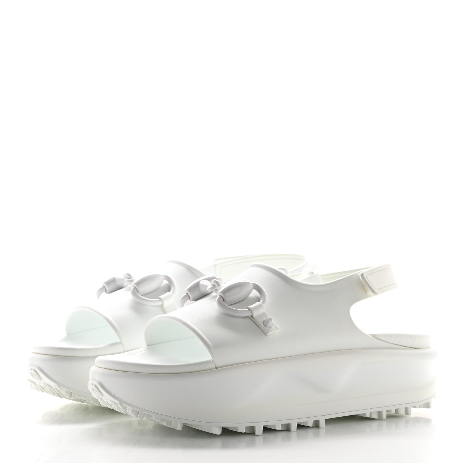 Soft Rubber Horsebit Touch Womens Strapped Sandals 38 Great White