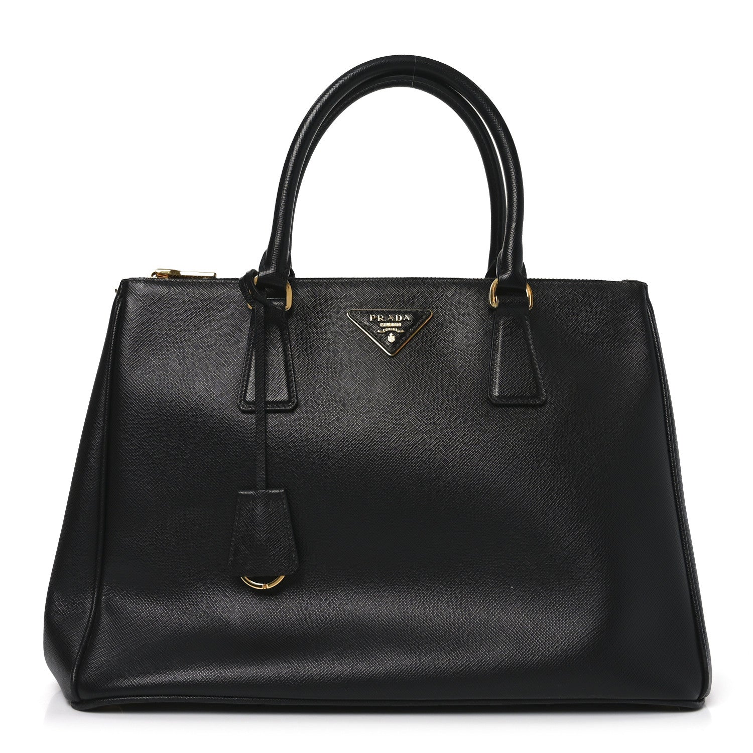 Saffiano Medium Galleria Double Zip Tote Black