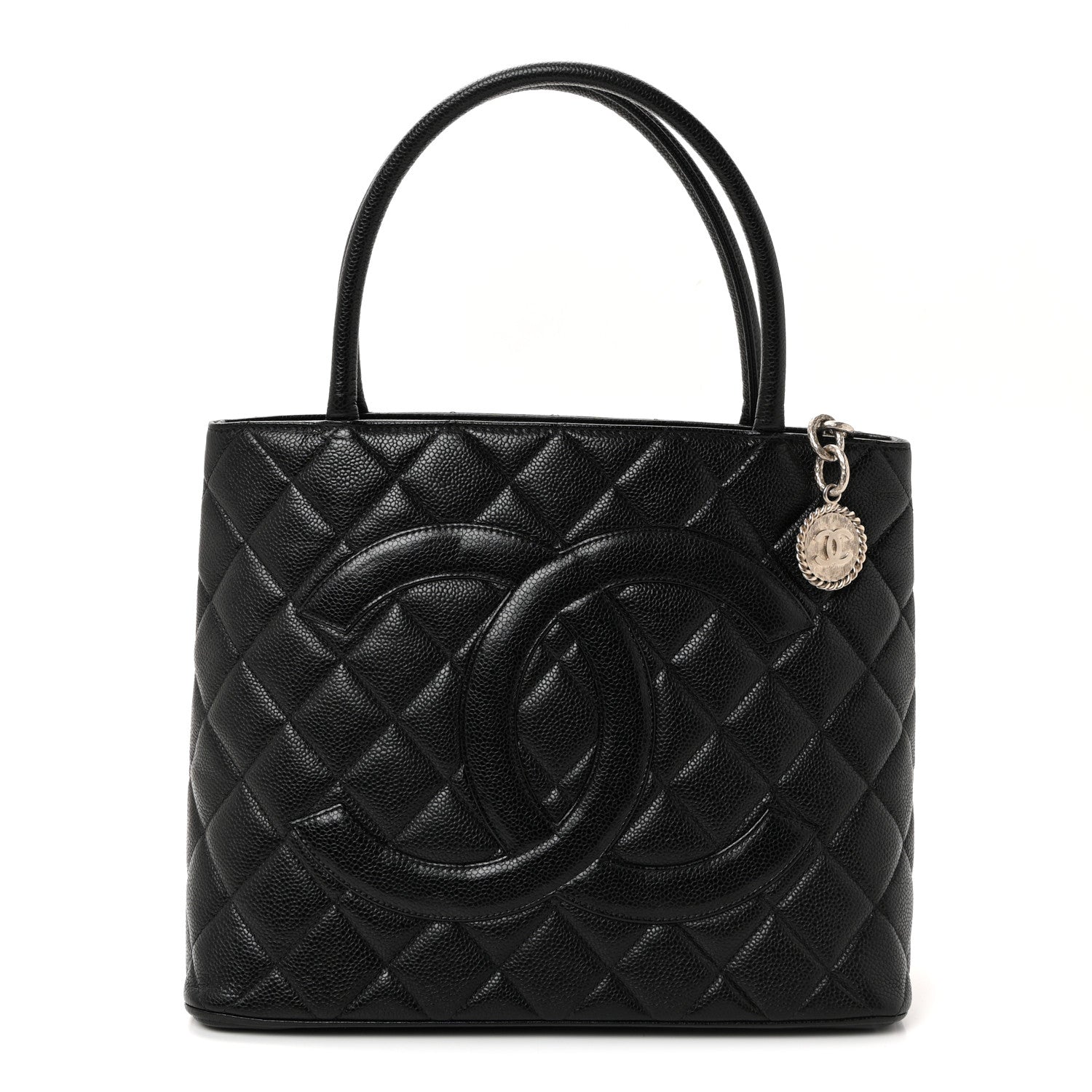 Caviar Quilted Medallion Tote Black