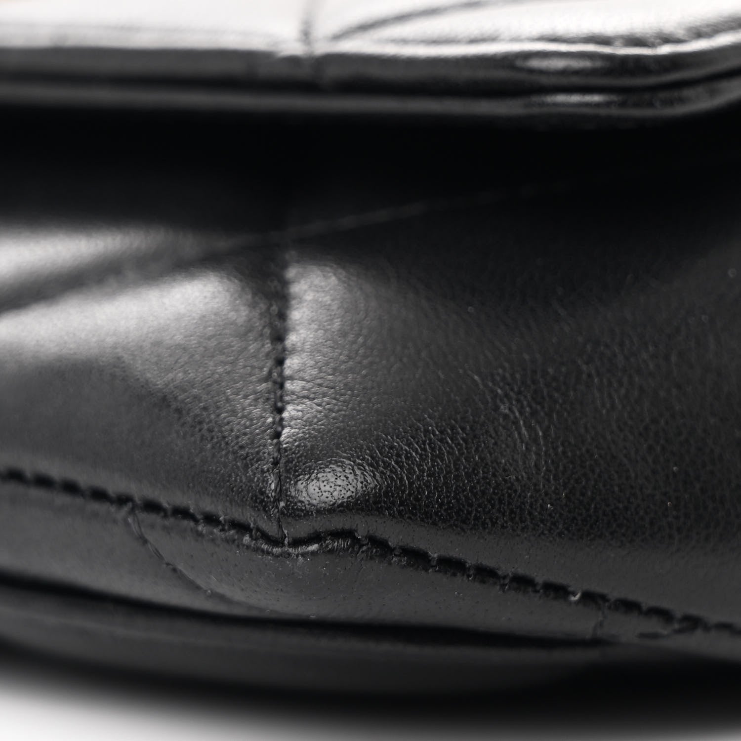 Goatskin Quilted Chanel 19 Glasses Case With Chain Black