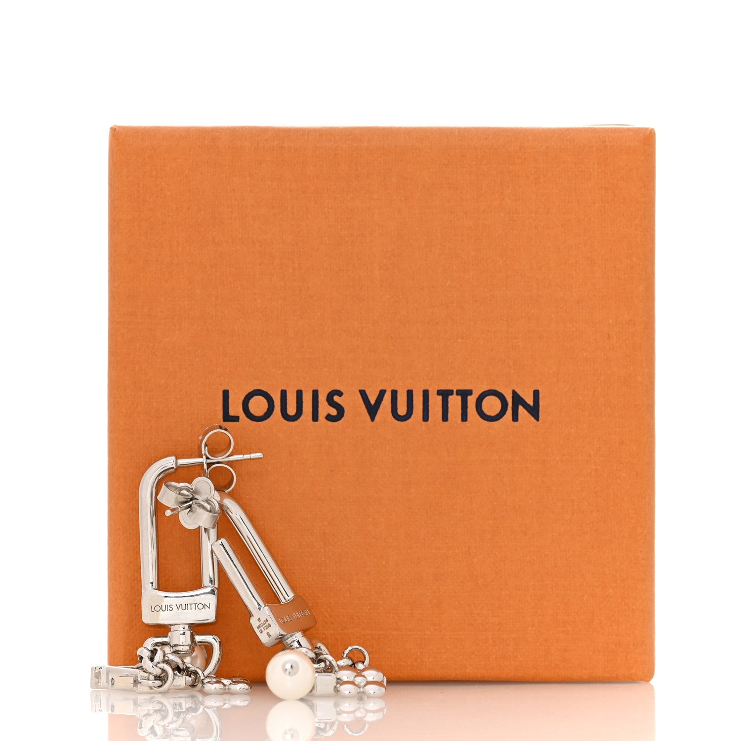 Metal Pearl LV Iconic Hook Earrings Palladium