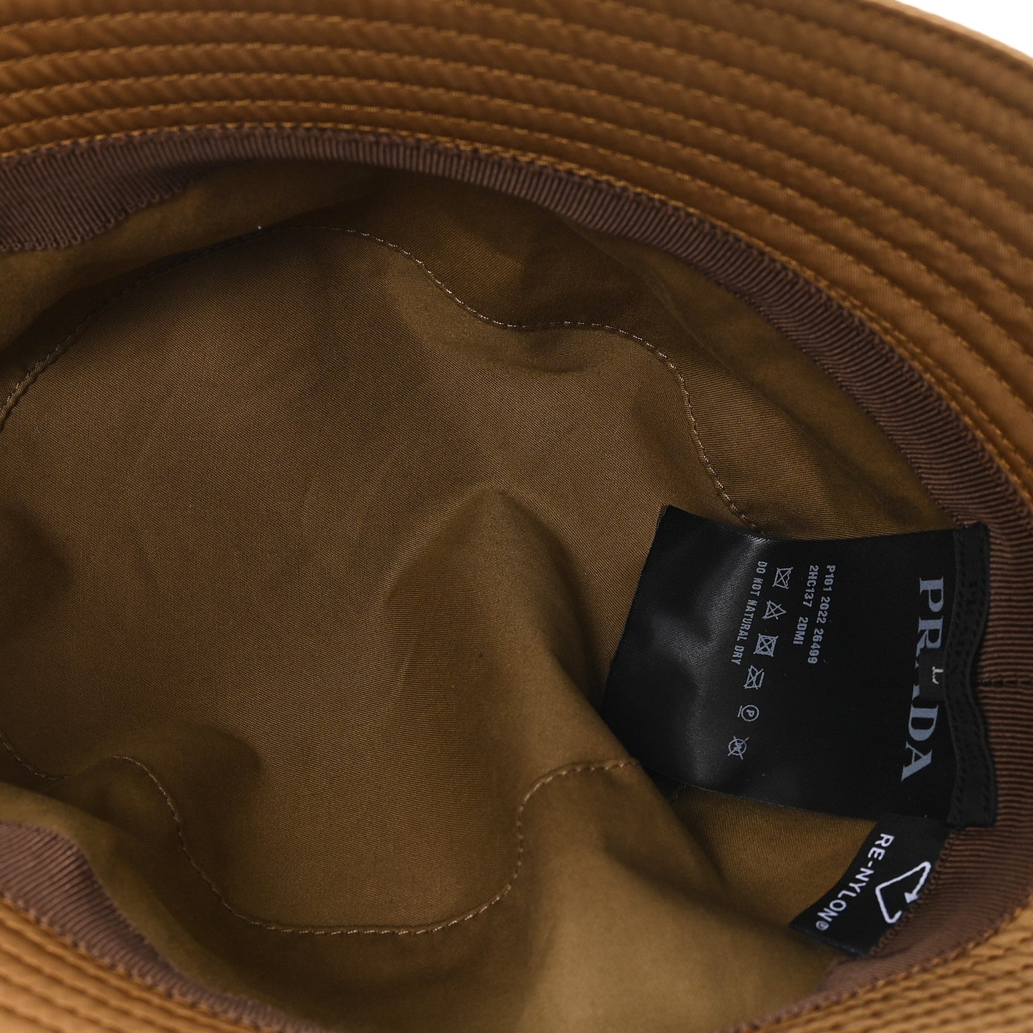 Re-Nylon Metal Triangle Logo Mens Bucket Hat L Tabacco