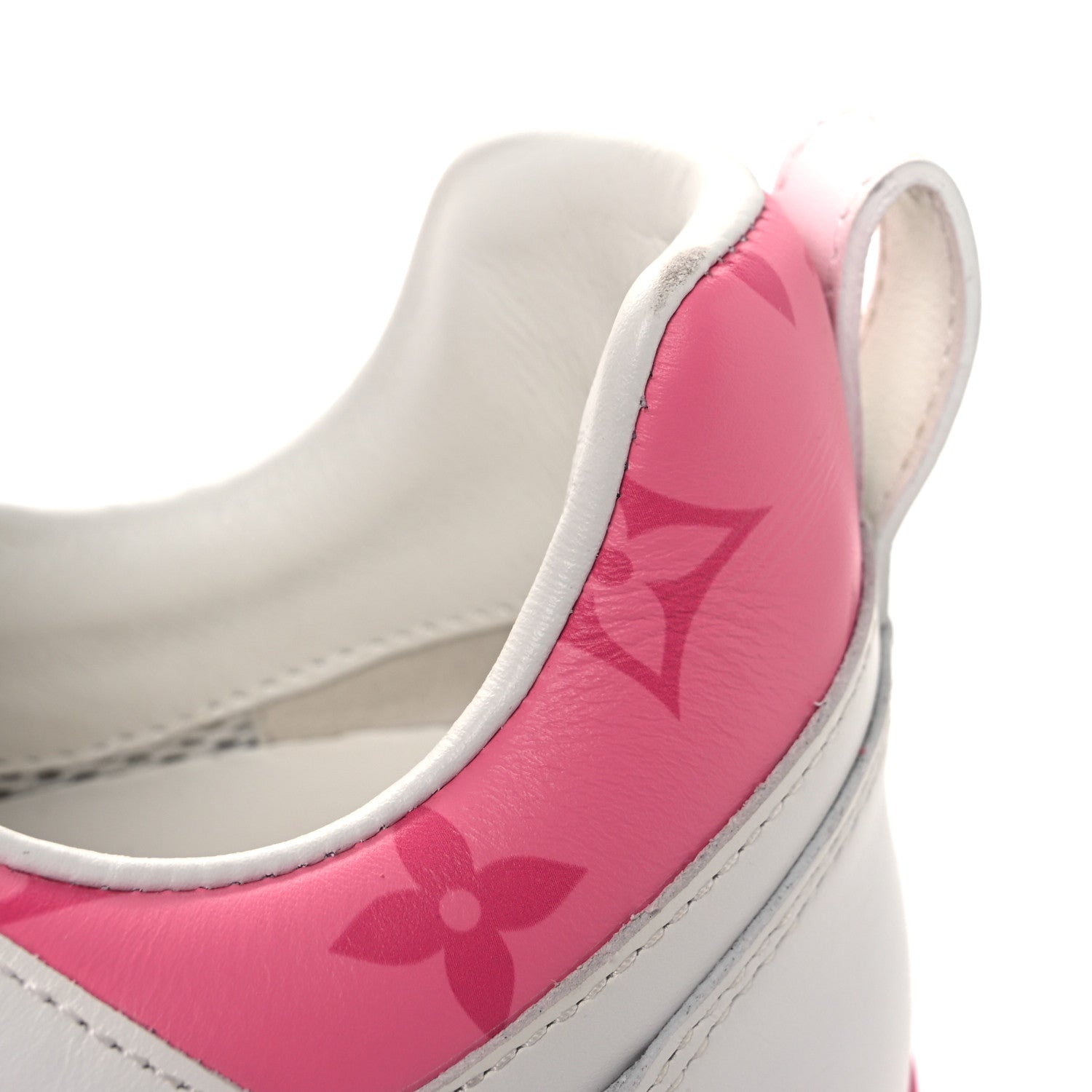 Calfskin Monogram Run Away Sneakers 38.5 White Pink