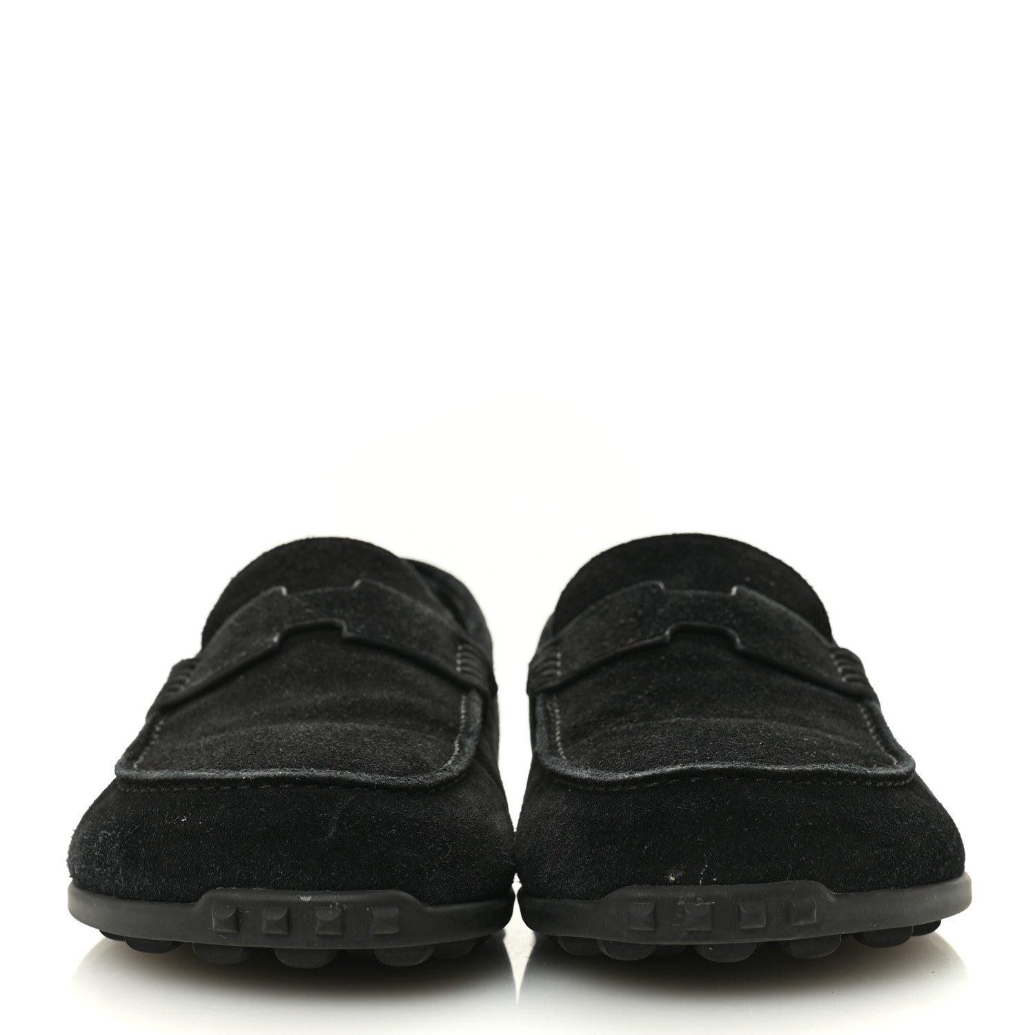Suede Calfskin Womens Lazy Loafers 41 Black