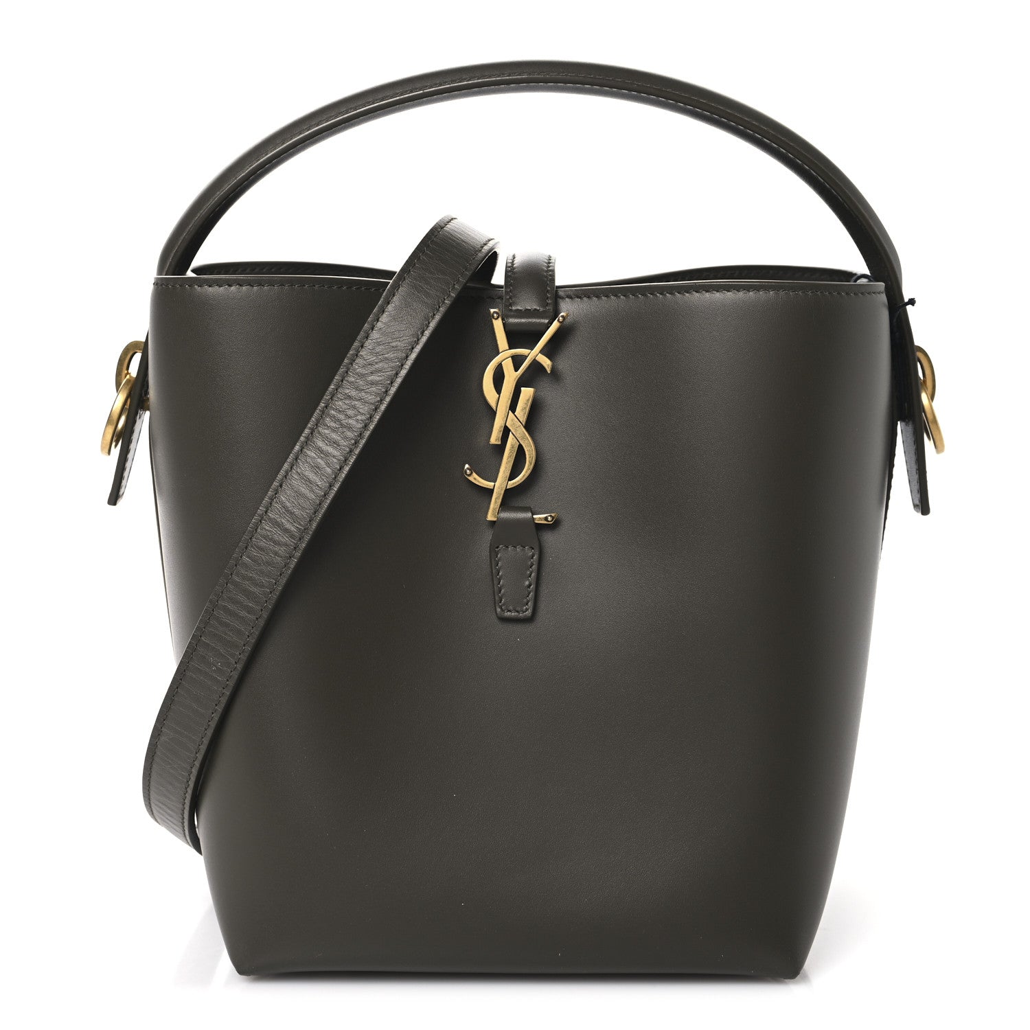 Shiny Calfskin Le 37 Bucket Bag Deep Musk