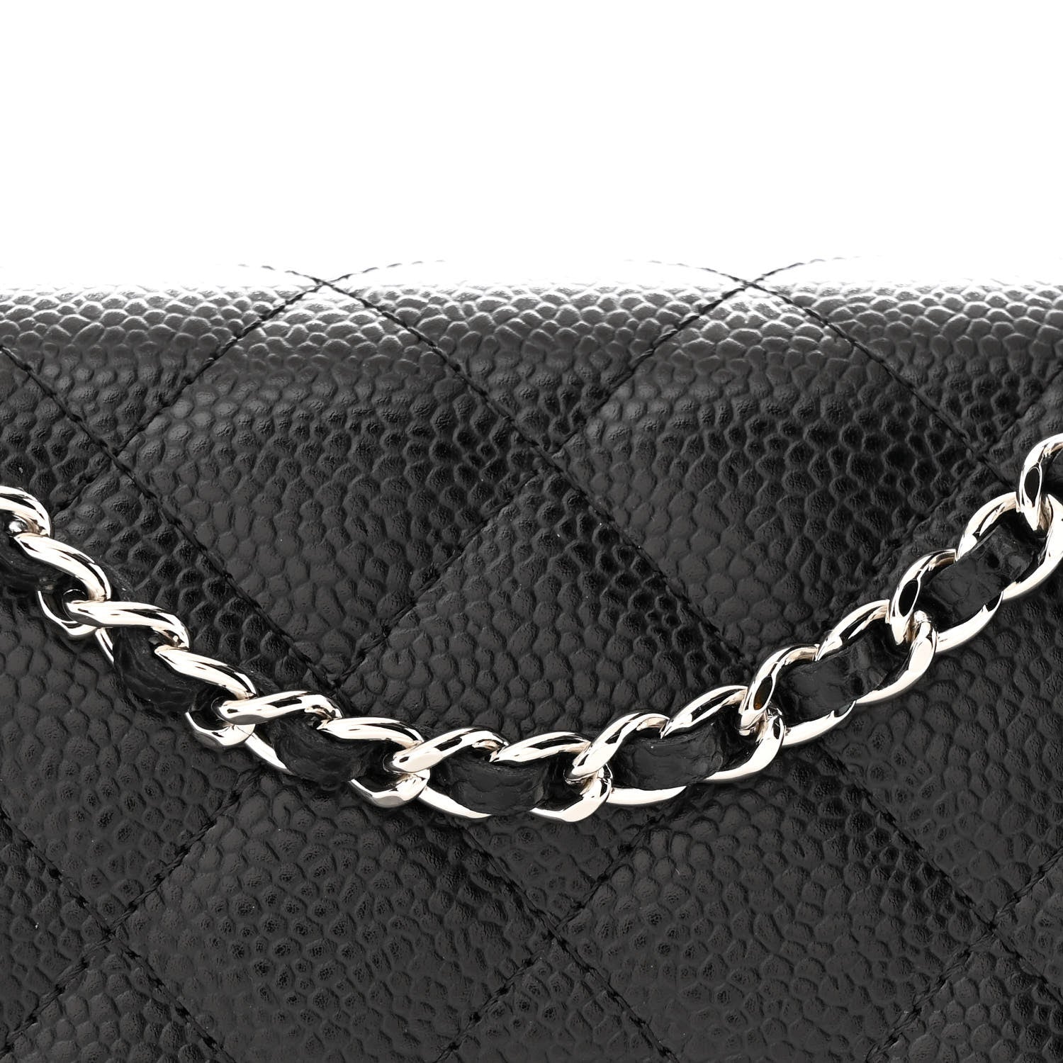 Caviar Quilted Wallet on Chain WOC Black