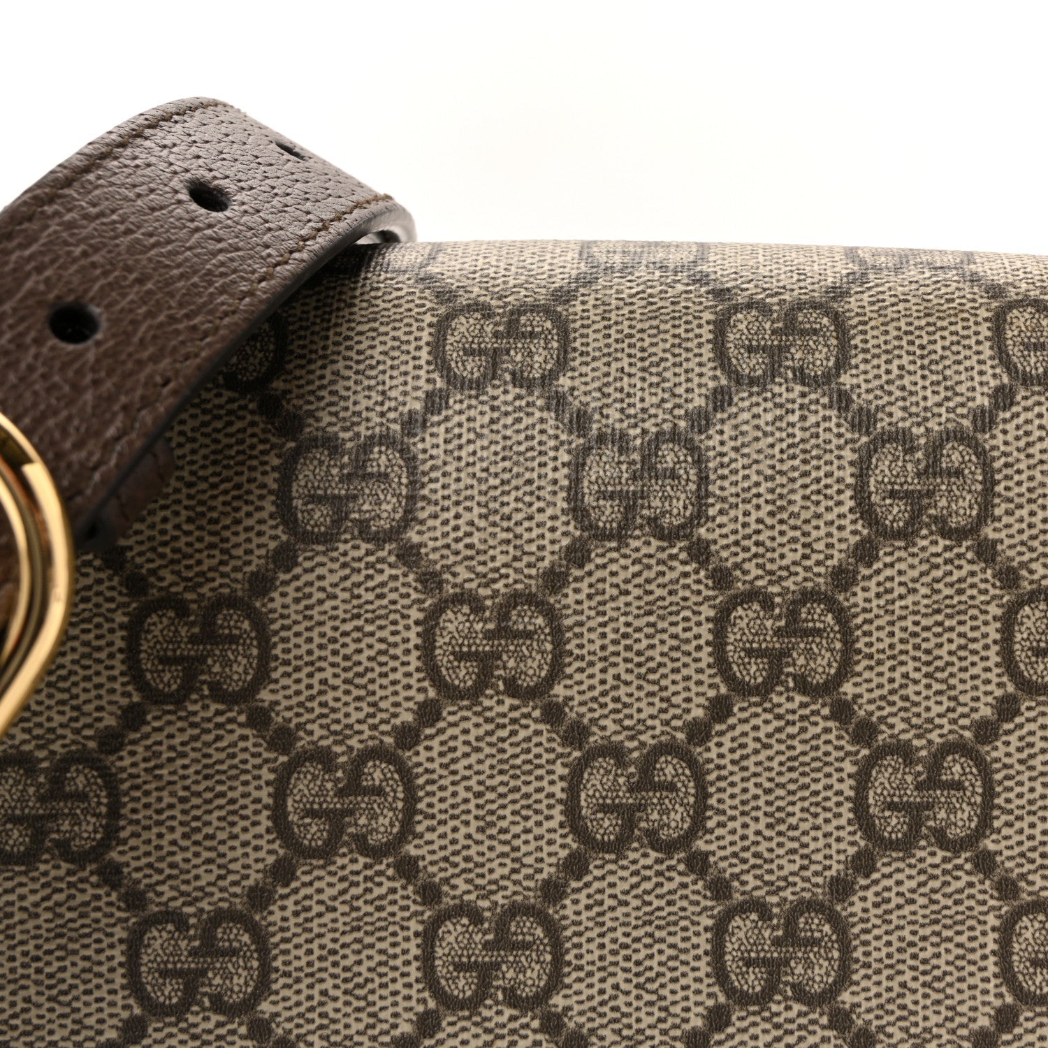 GG Supreme Monogram Textured Dollar Calfskin Web Medium Blondie Top Handle Shoulder Flap Bag Beige Ebony New Acero
