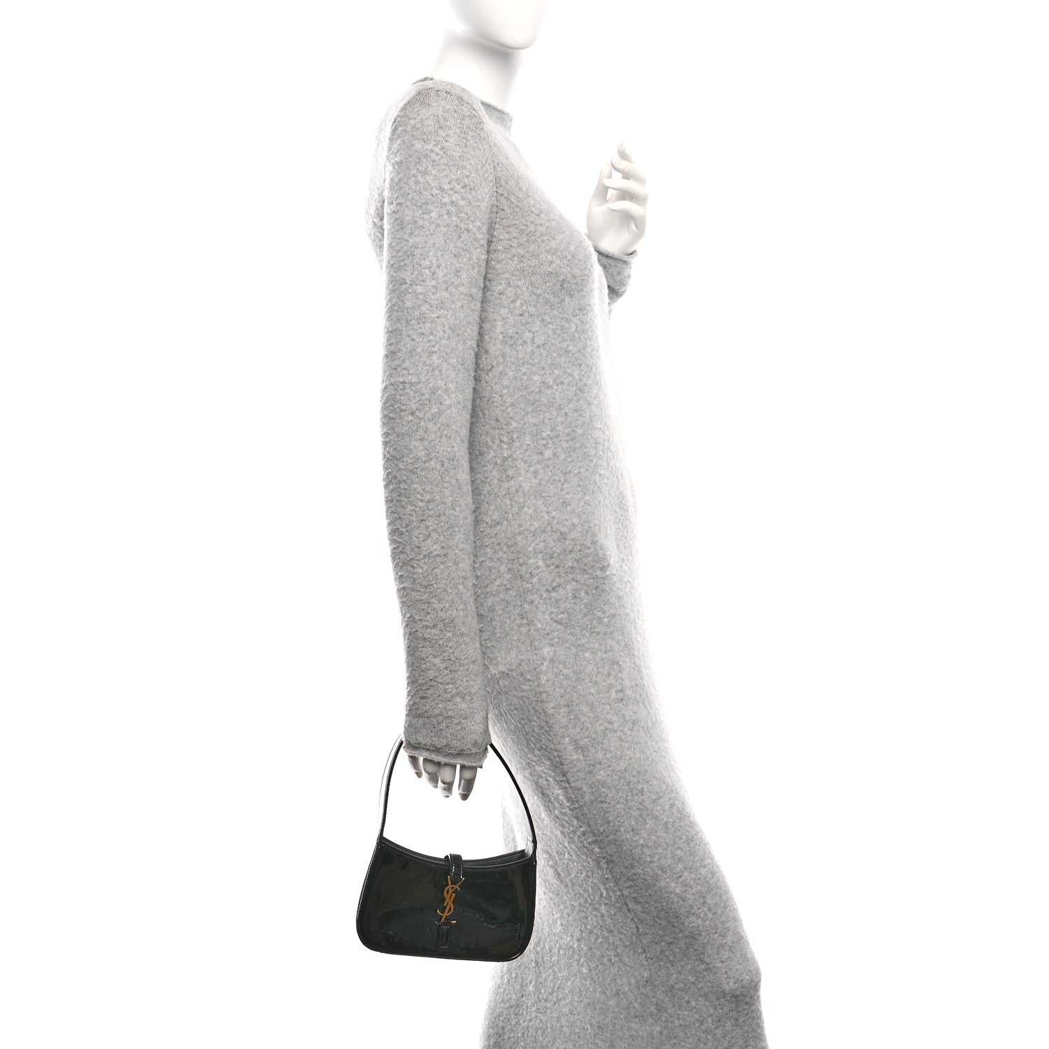 Patent Calfskin Le 5 A 7 Mini Hobo Black