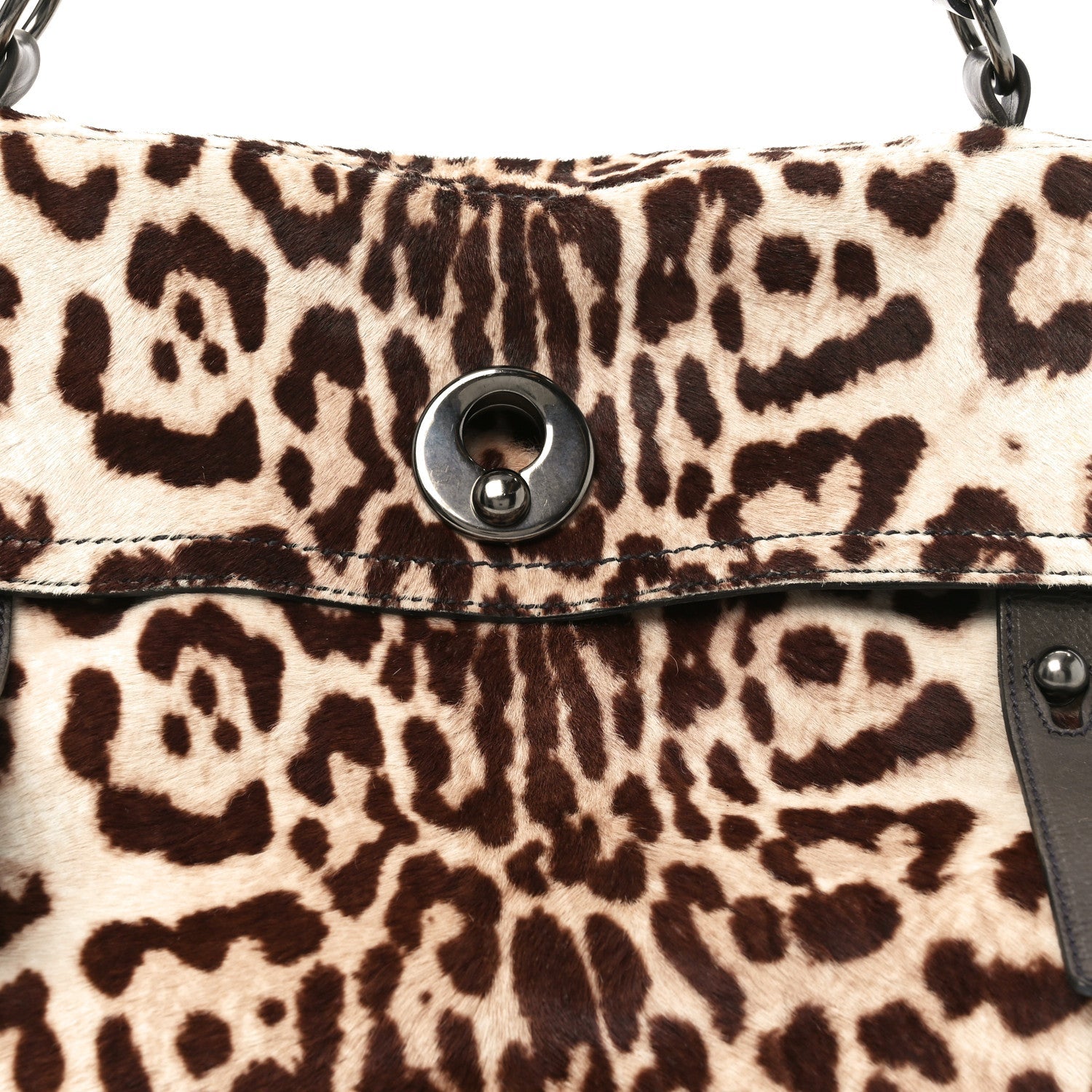 Pony Hair Leopard Suede Calfskin Print Large Muse Two Brown