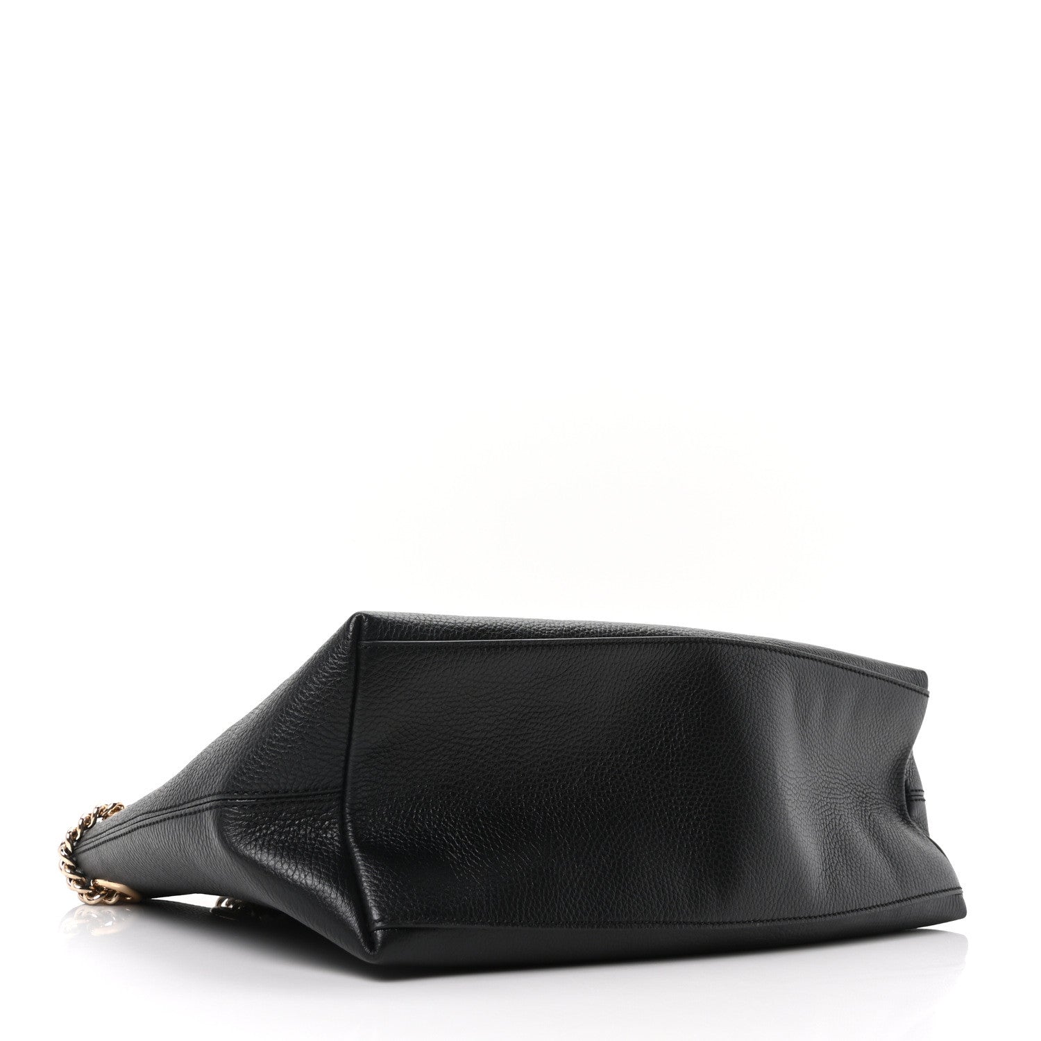 Pebbled Calfskin Medium Soho Chain Shoulder Bag Black
