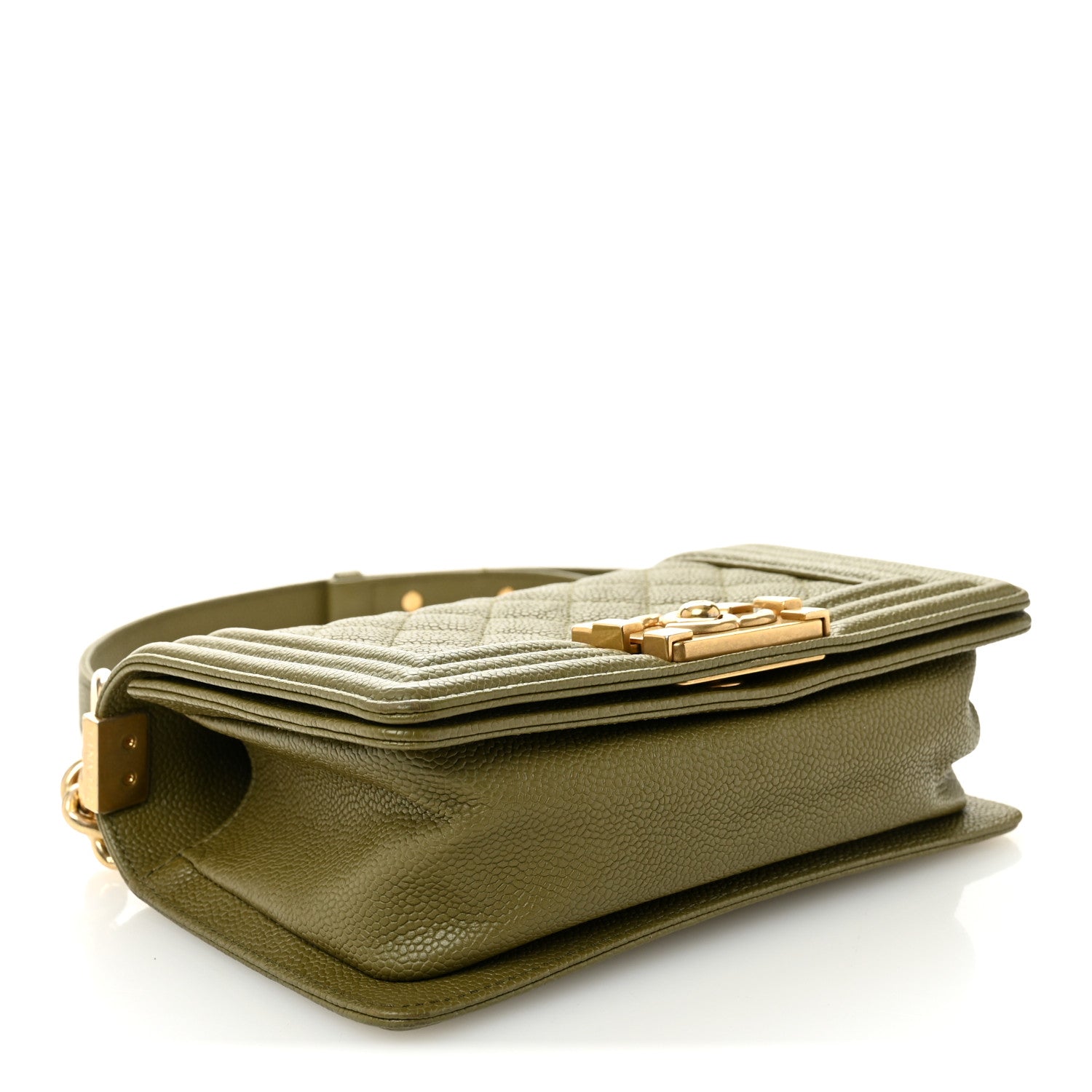 Caviar Quilted Small Boy Flap Green