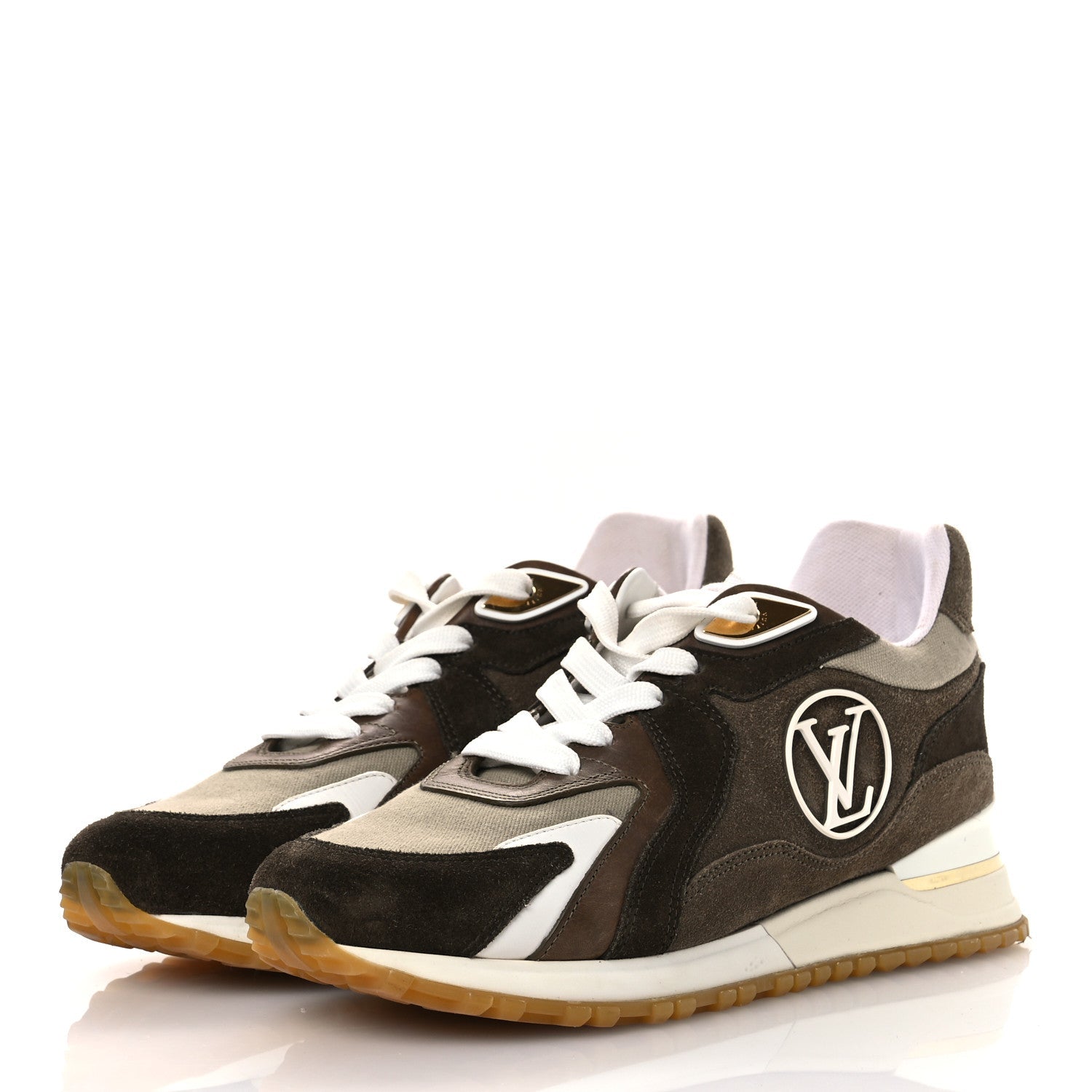 Calfskin Suede Run Away Sneakers 37.5 Kaki