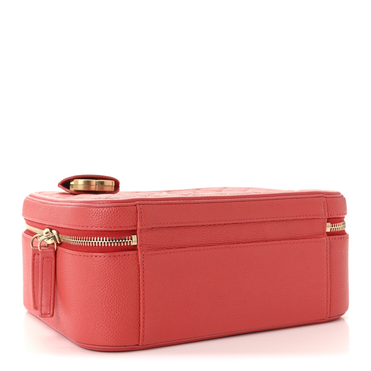 Caviar Quilted Large CC Filigree Vanity Case Coral