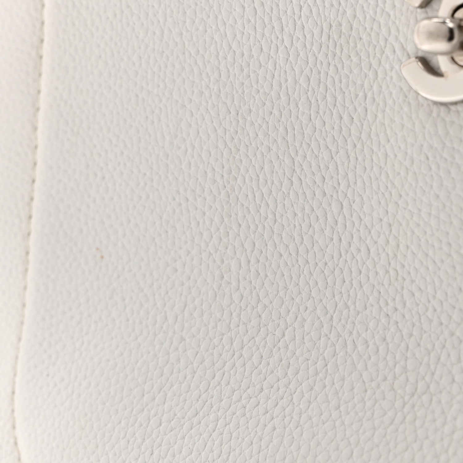 Grained Calfskin Small Neo Executive Shopper Tote White