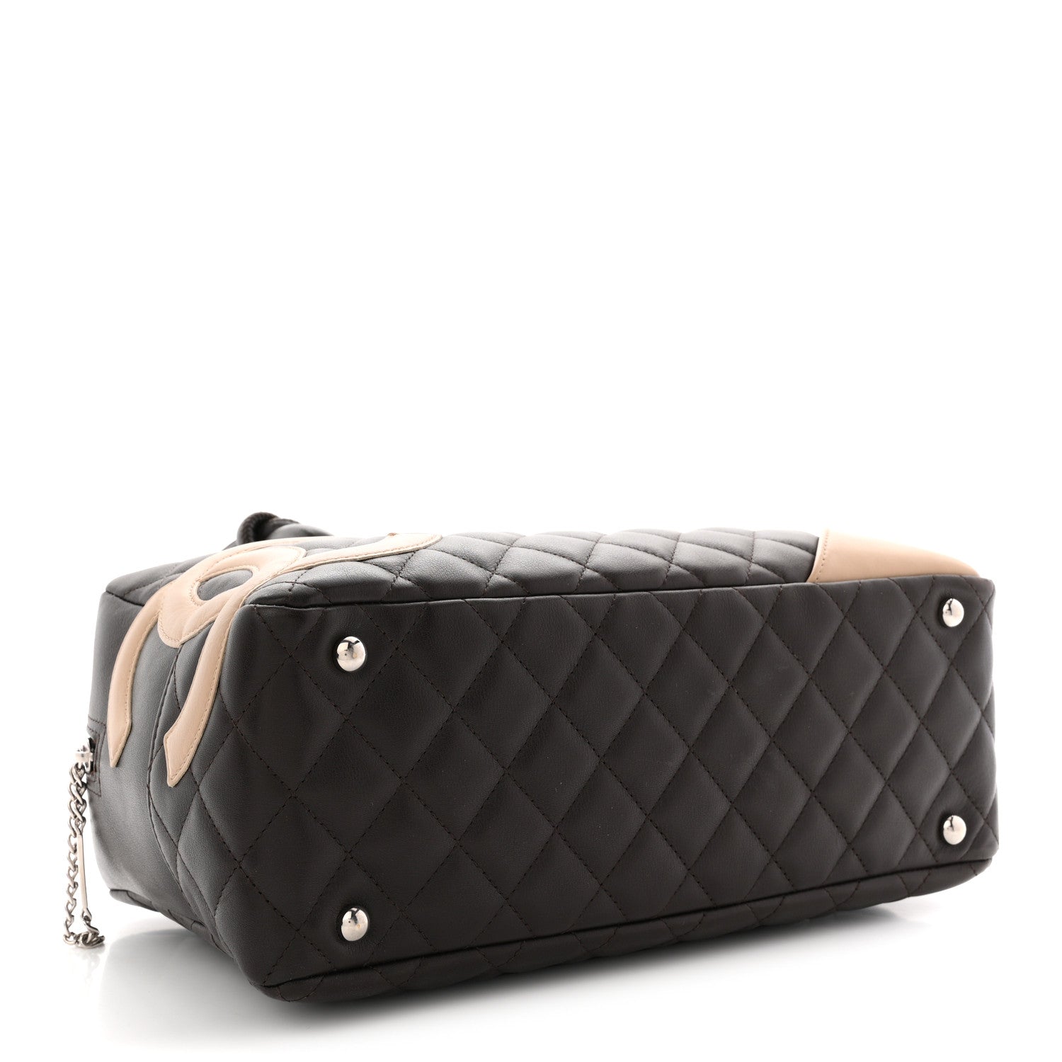 Calfskin Quilted Cambon Large Bowler Brown Beige