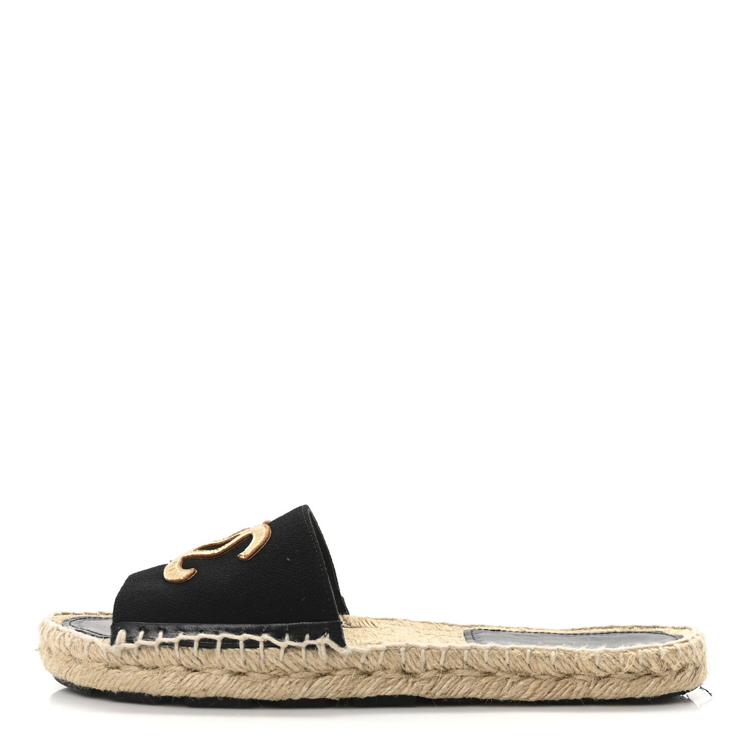 Wool Laminated Lambskin CC Slide Sandals 41 Black Gold