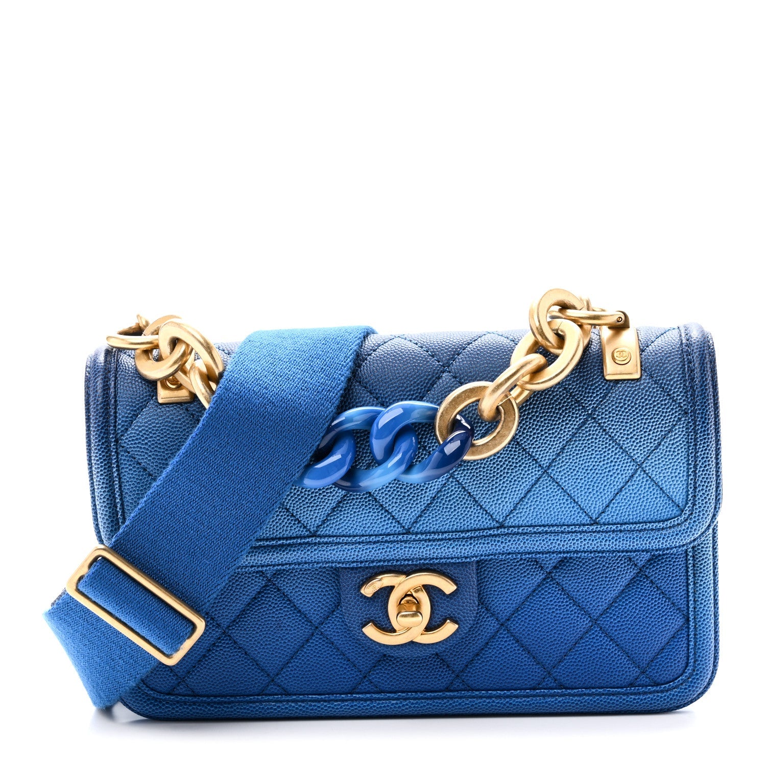 Caviar Quilted Small Sunset On The Sea Flap Blue