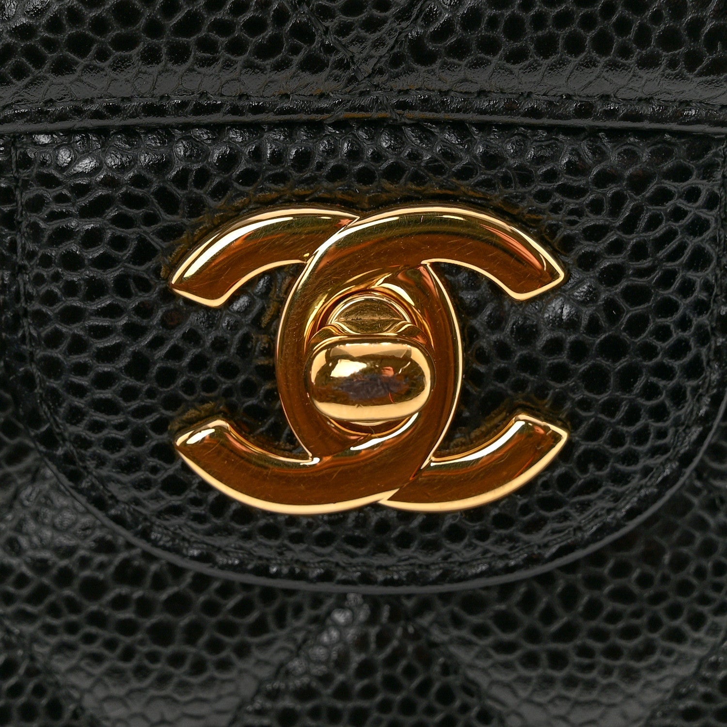 Caviar Quilted Medium Double Flap Black