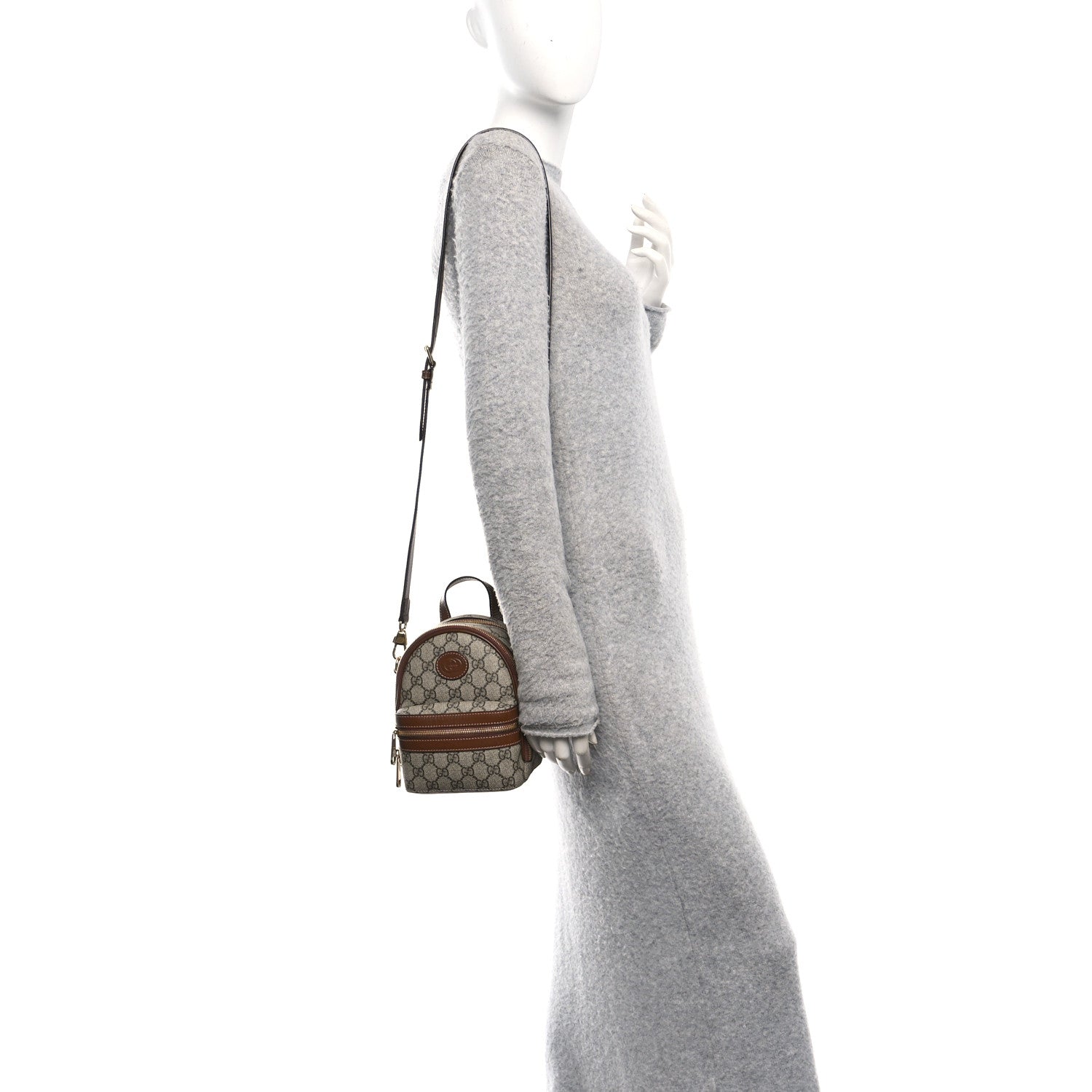 GG Supreme Monogram Azalea Calfskin Retro Interlocking G Multi-Function Bag Beige Ebony Brown Sugar