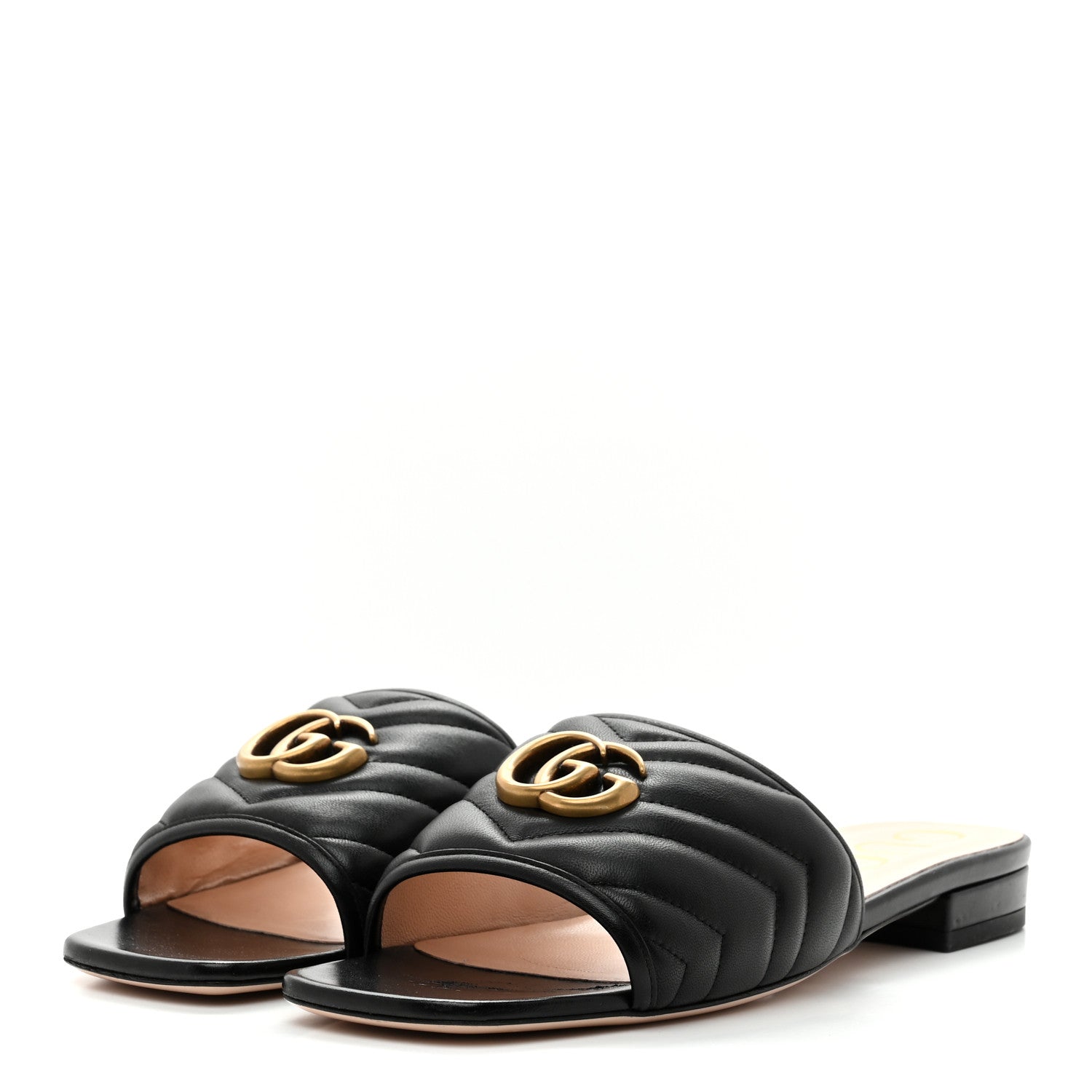 Nappa Matelasse GG Marmont Flat Slide Sandals 40 Black
