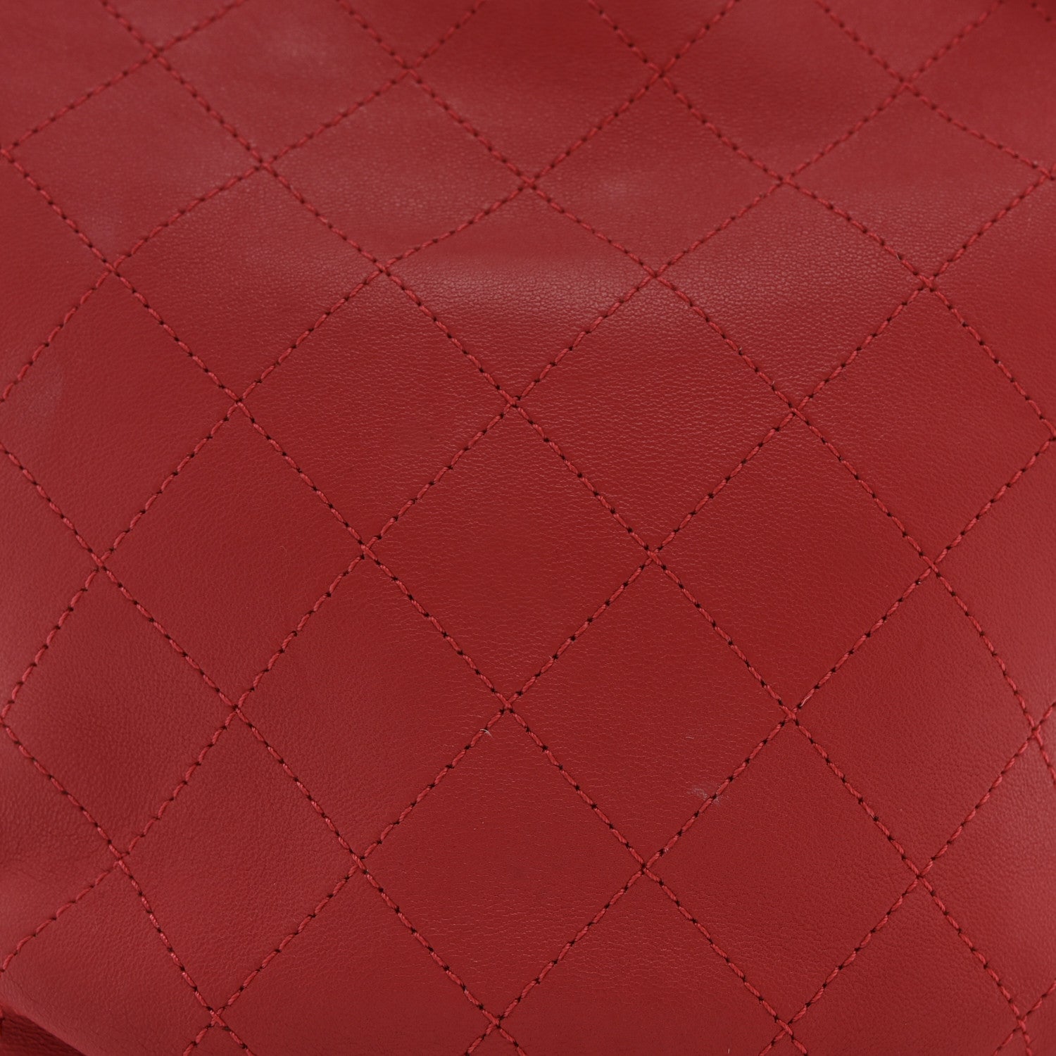 Calfskin Stitched Chain Bucket Bag Coral