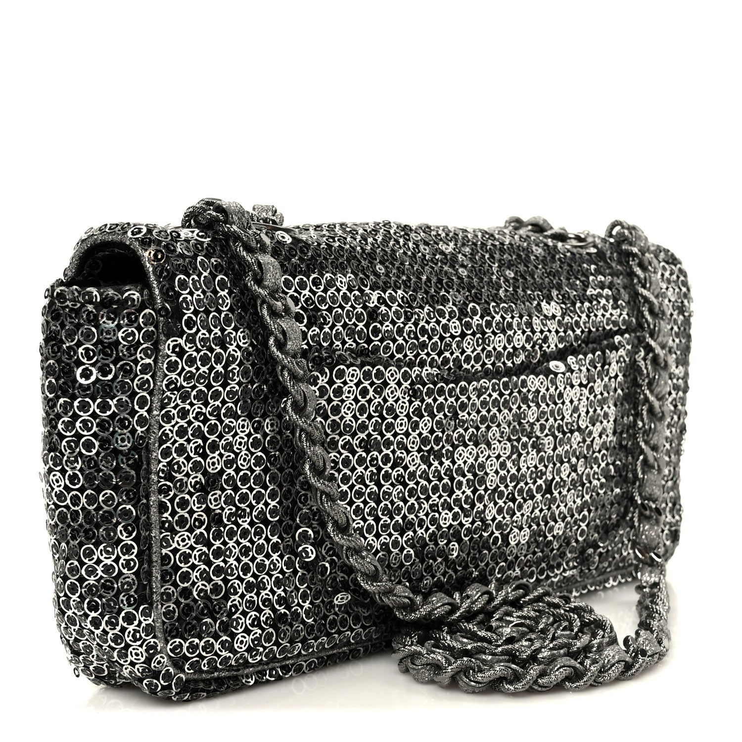 Sequin East West Flap Dark Silver
