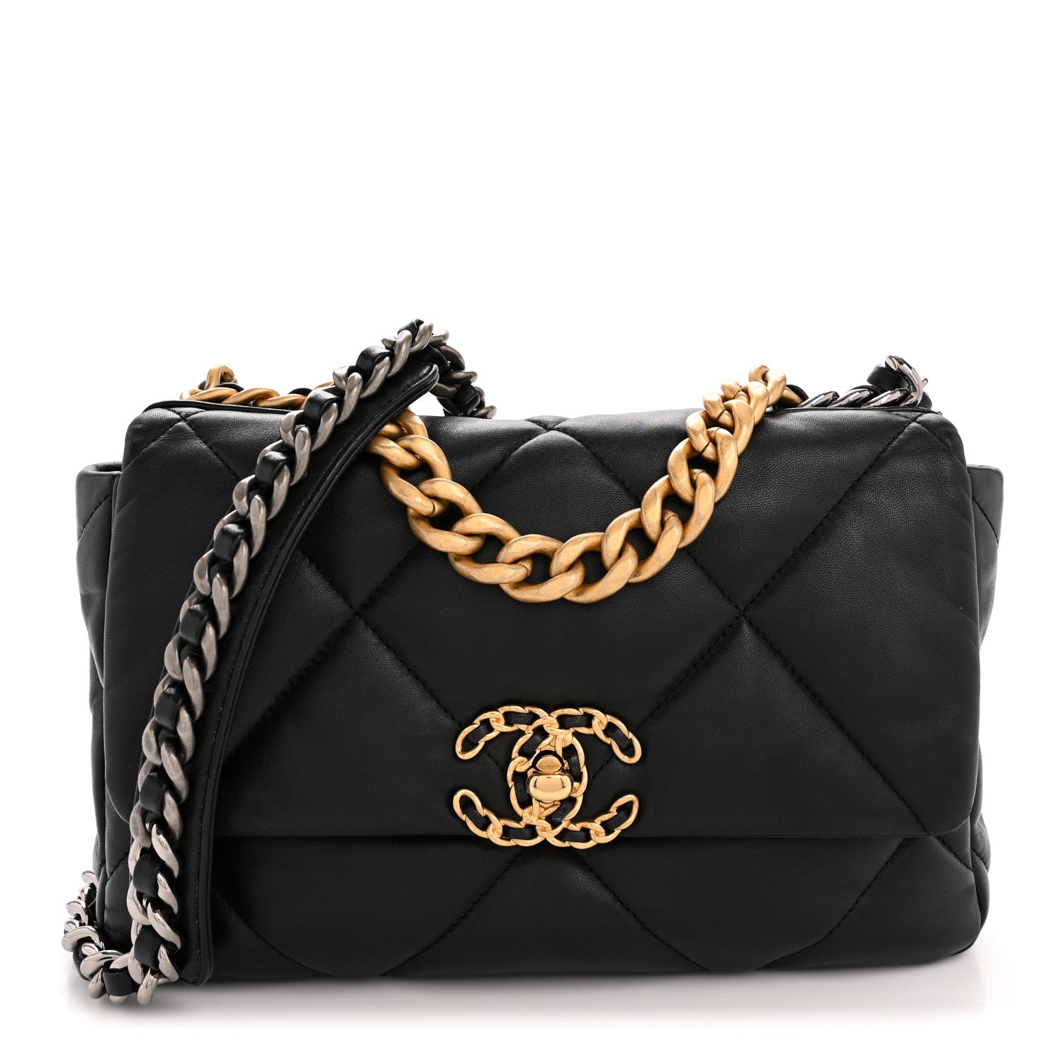 Lambskin Quilted Medium Chanel 19 Flap Black