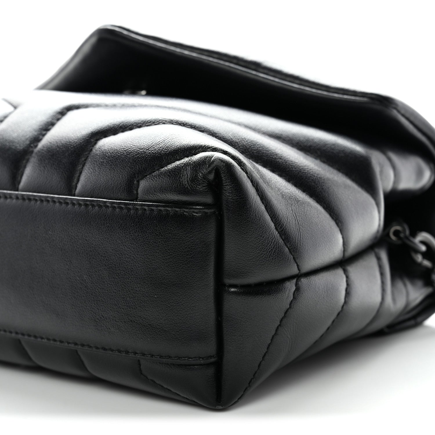 Calfskin Y Quilted Monogram Monochrome Toy Loulou Crossbody Bag Black