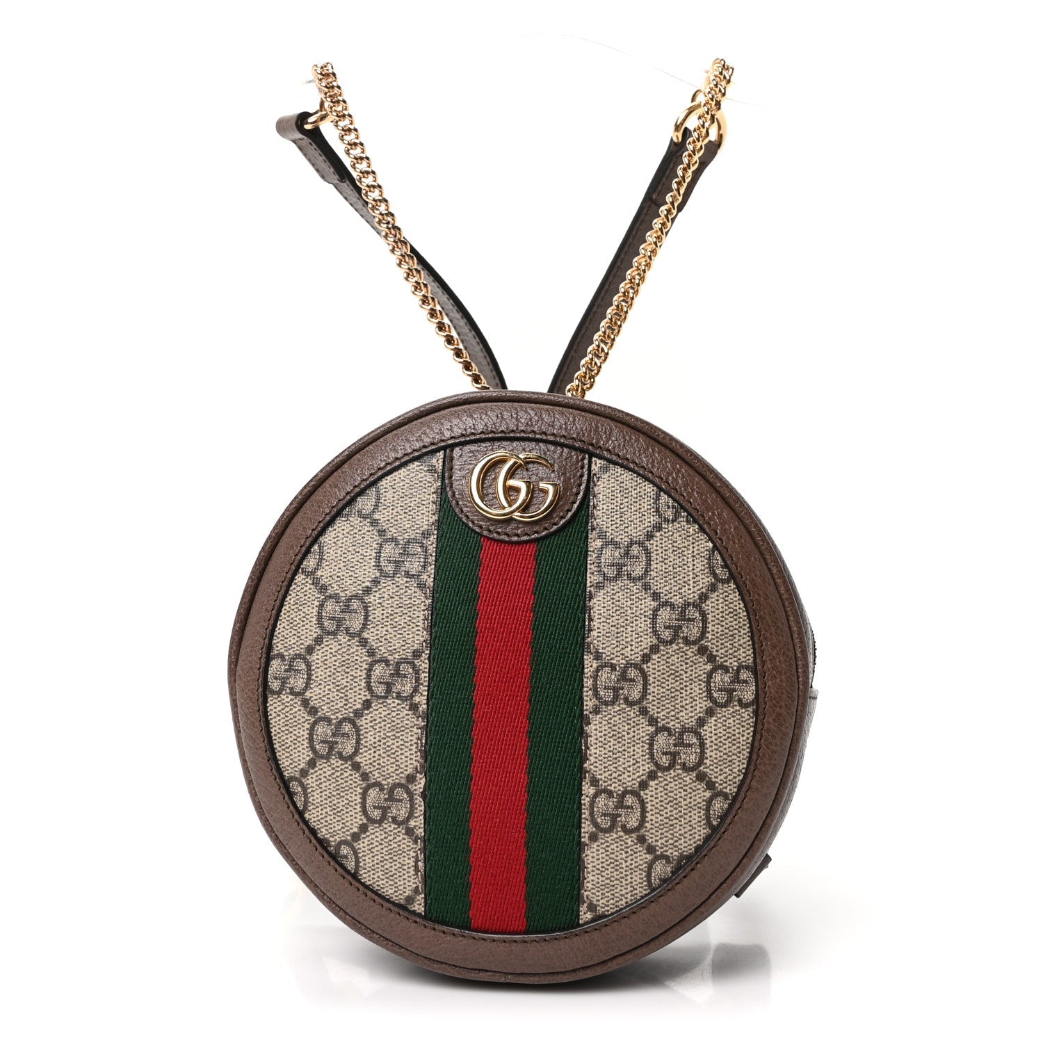 GG Supreme Monogram Web Mini Ophidia Round Backpack Brown