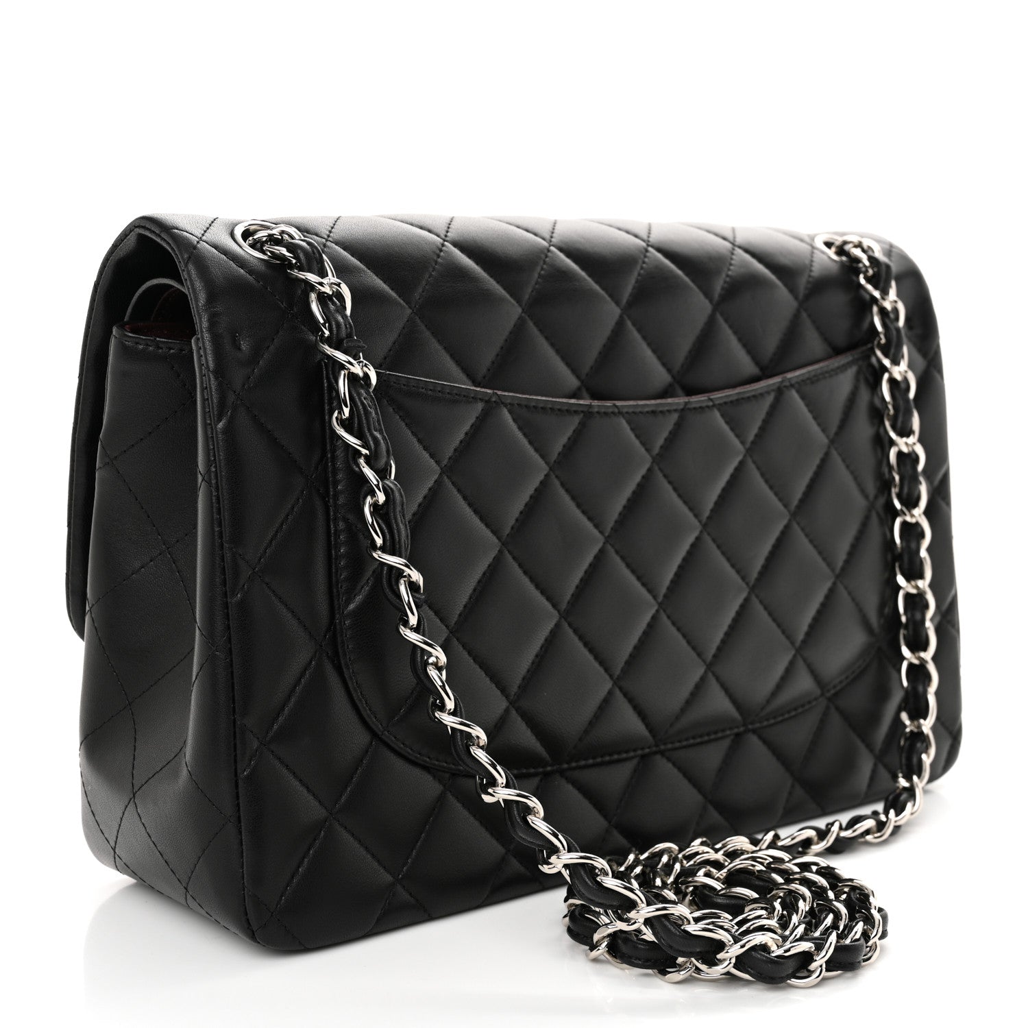 Lambskin Quilted Jumbo Double Flap Black