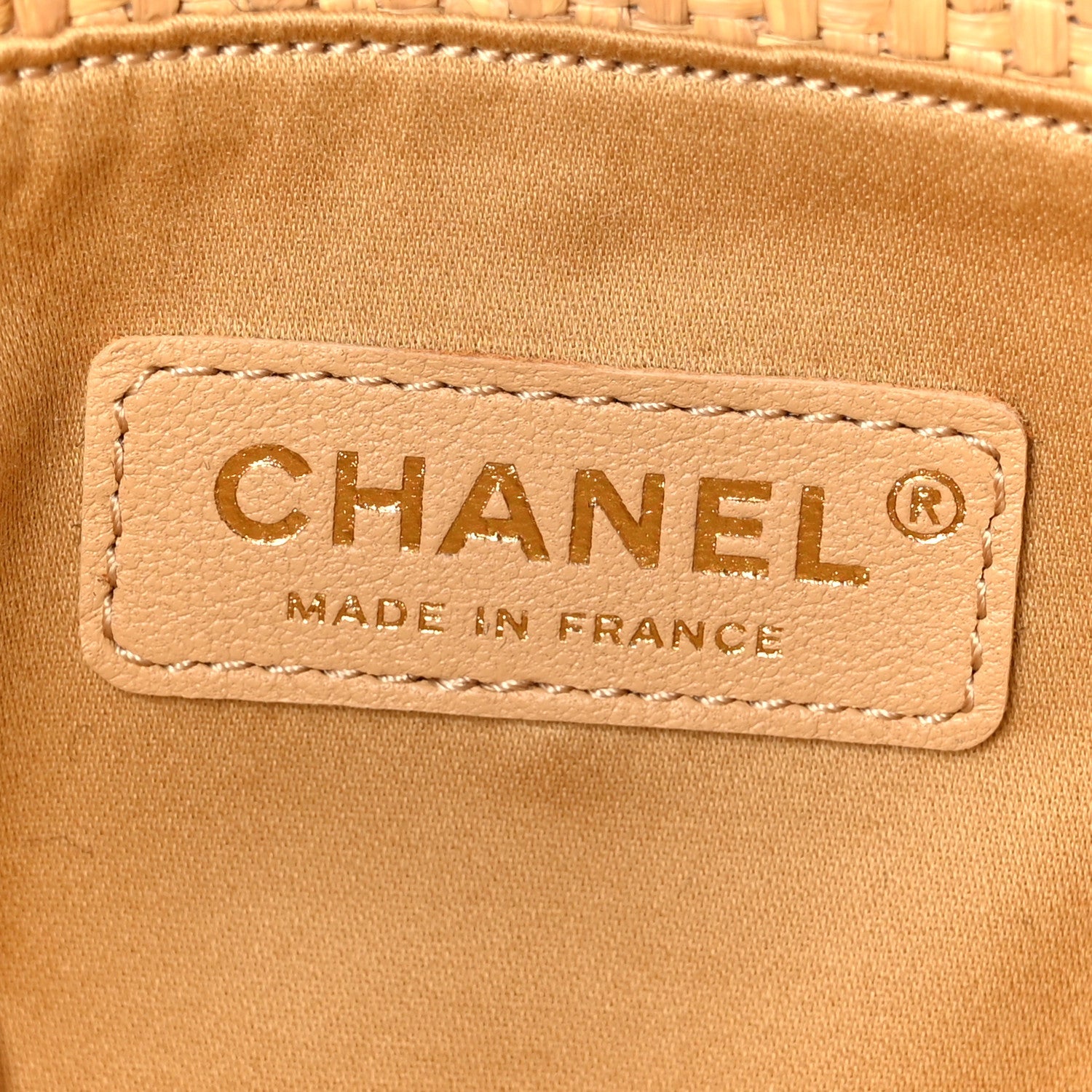 Braided Raffia Stitched Small Shopping Bag Dark Beige Black