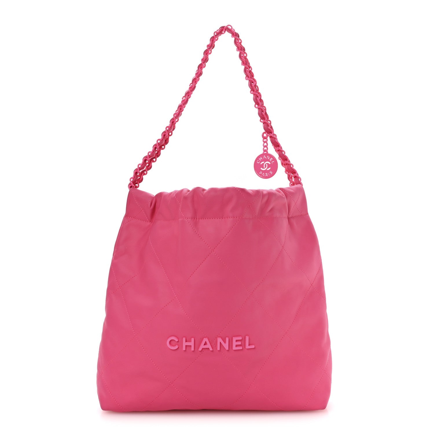 Matte Calfskin Quilted Monochrome Small Chanel 22 Fuchsia