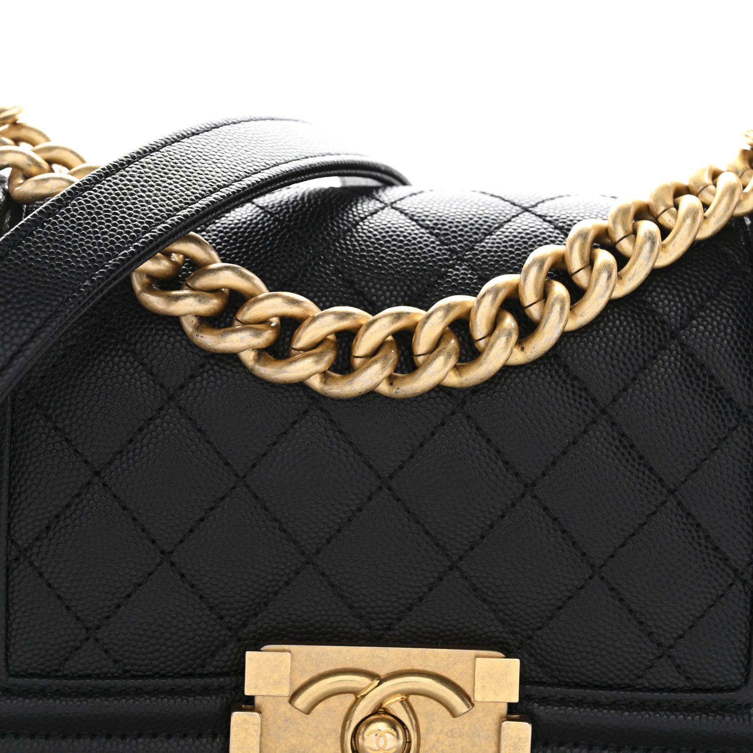 Caviar Quilted Small Boy Flap Black