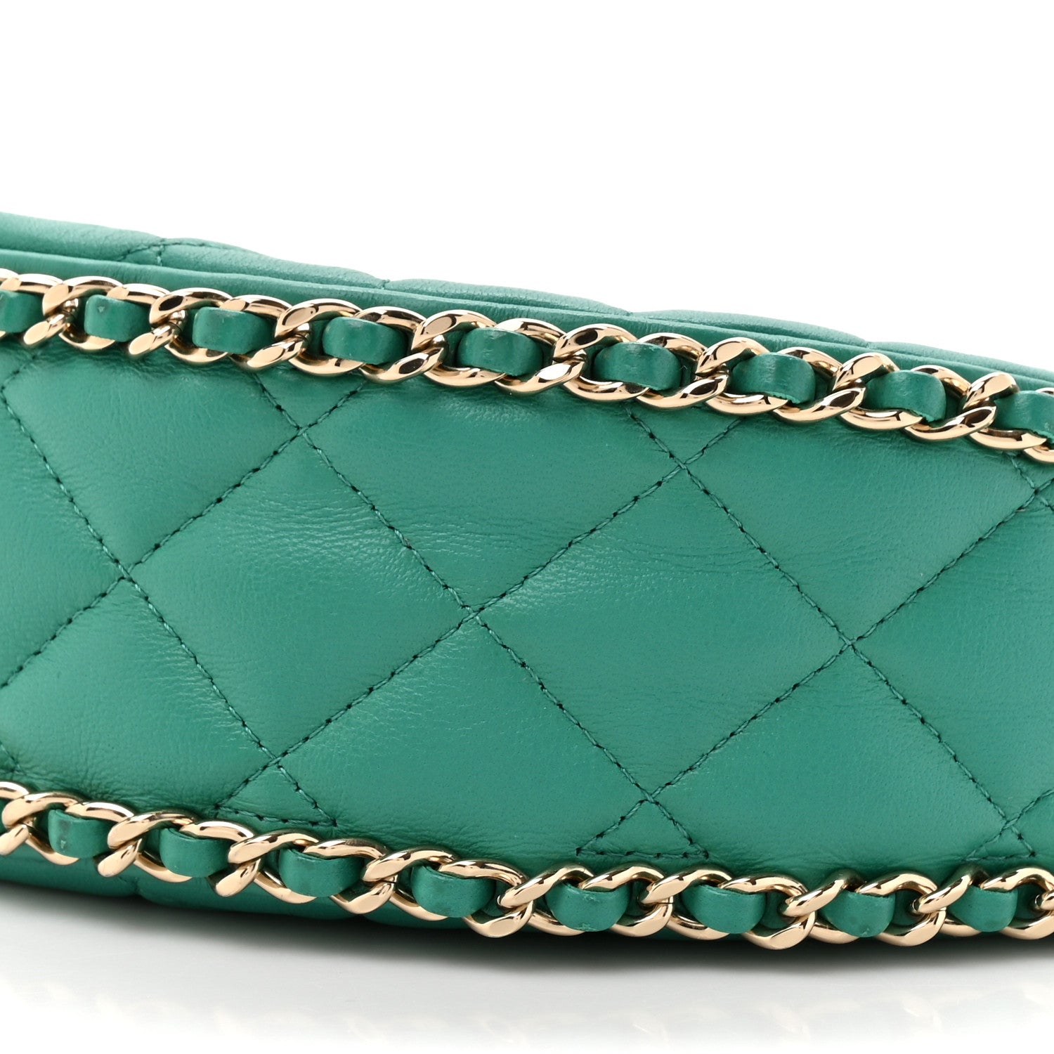 Lambskin Quilted Chain Around Hobo Green