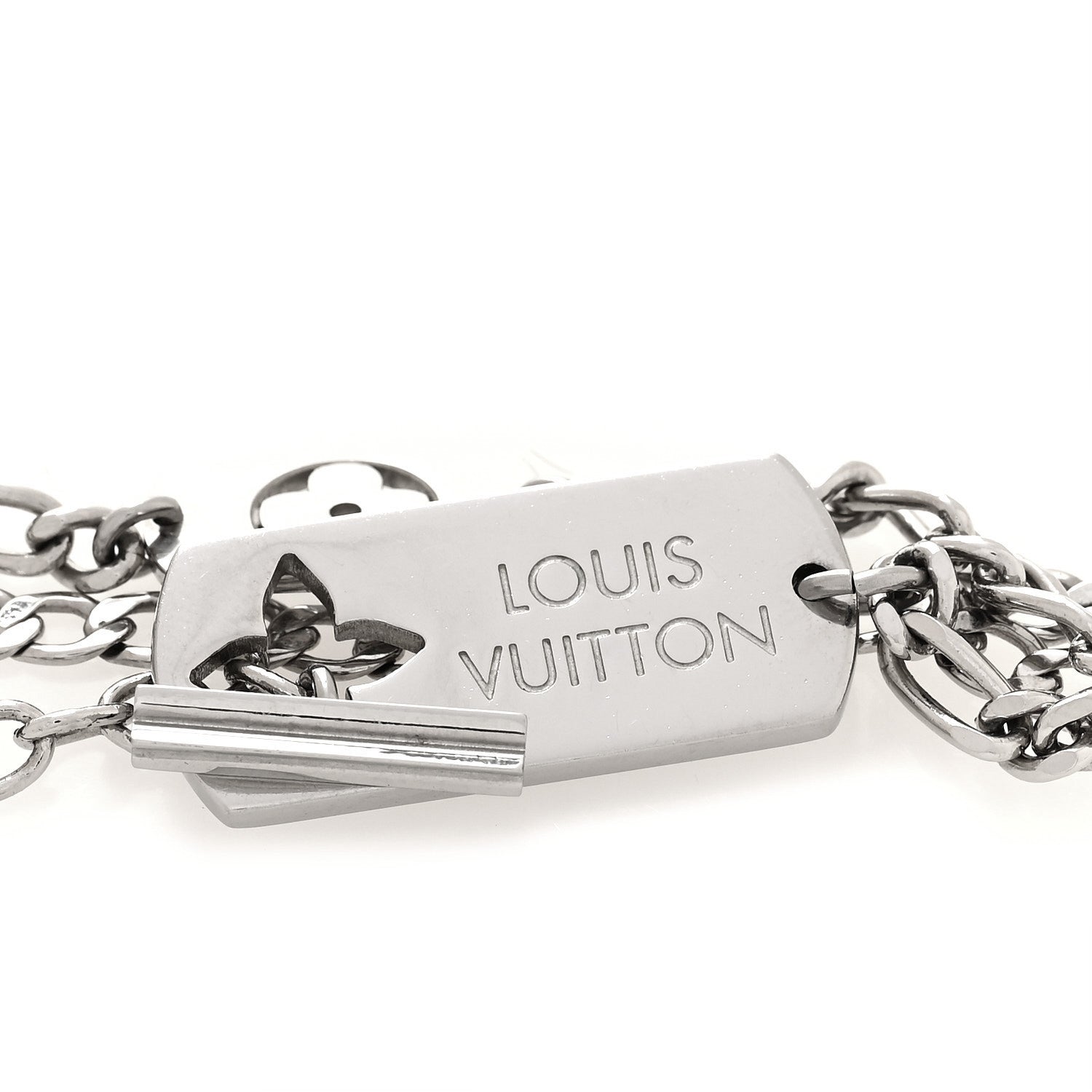 Monogram LV Double Chain Bracelet Silver