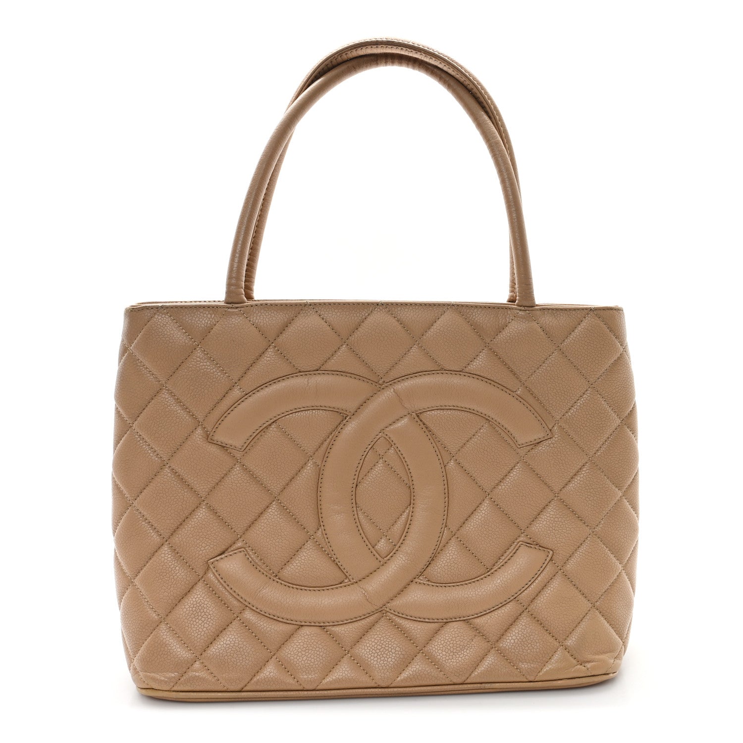 Caviar Quilted Medallion Tote Beige