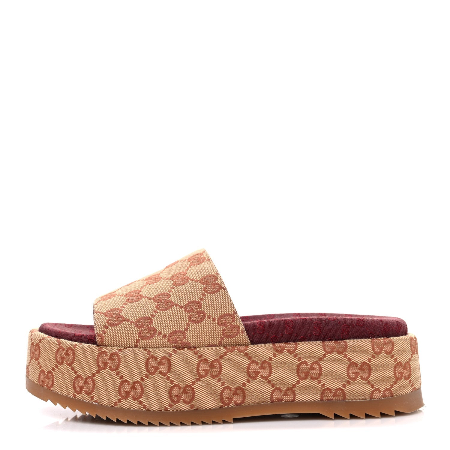 Canvas GG Monogram Angelina Platform Slide Sandals 36.5 Beige Ruggine