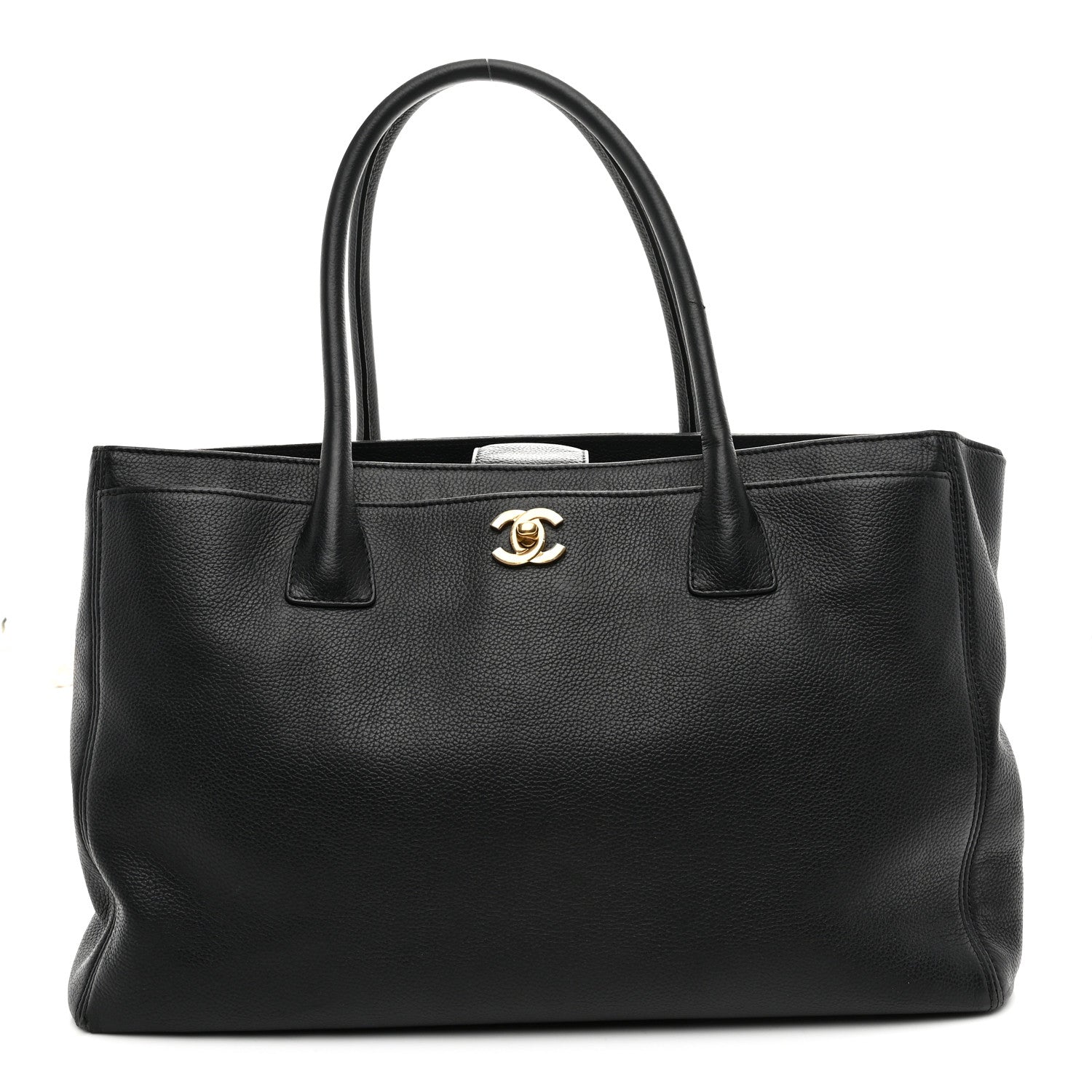 Calfskin Cerf Executive Shopper Tote Black