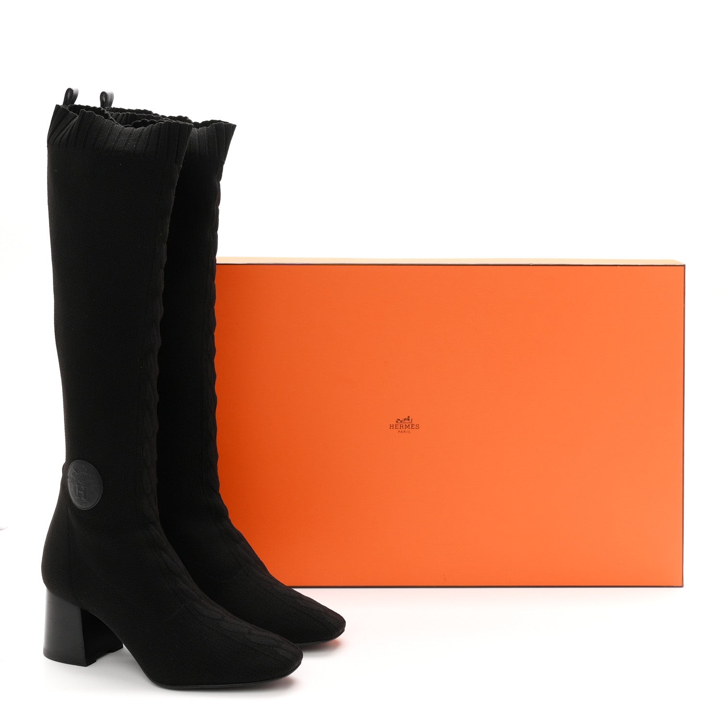 Knit Calfskin Fontaine 60 Boots 37 Black