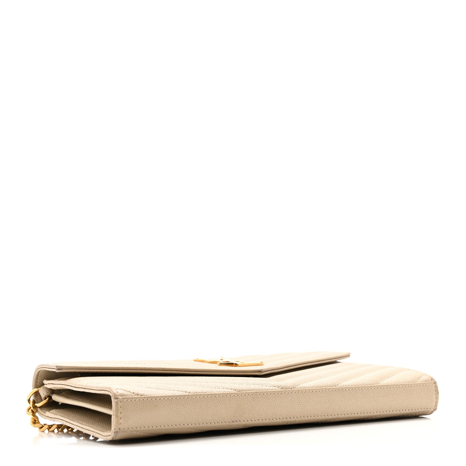 Grain De Poudre Matelasse Chevron Monogram Chain Wallet Dark Latte