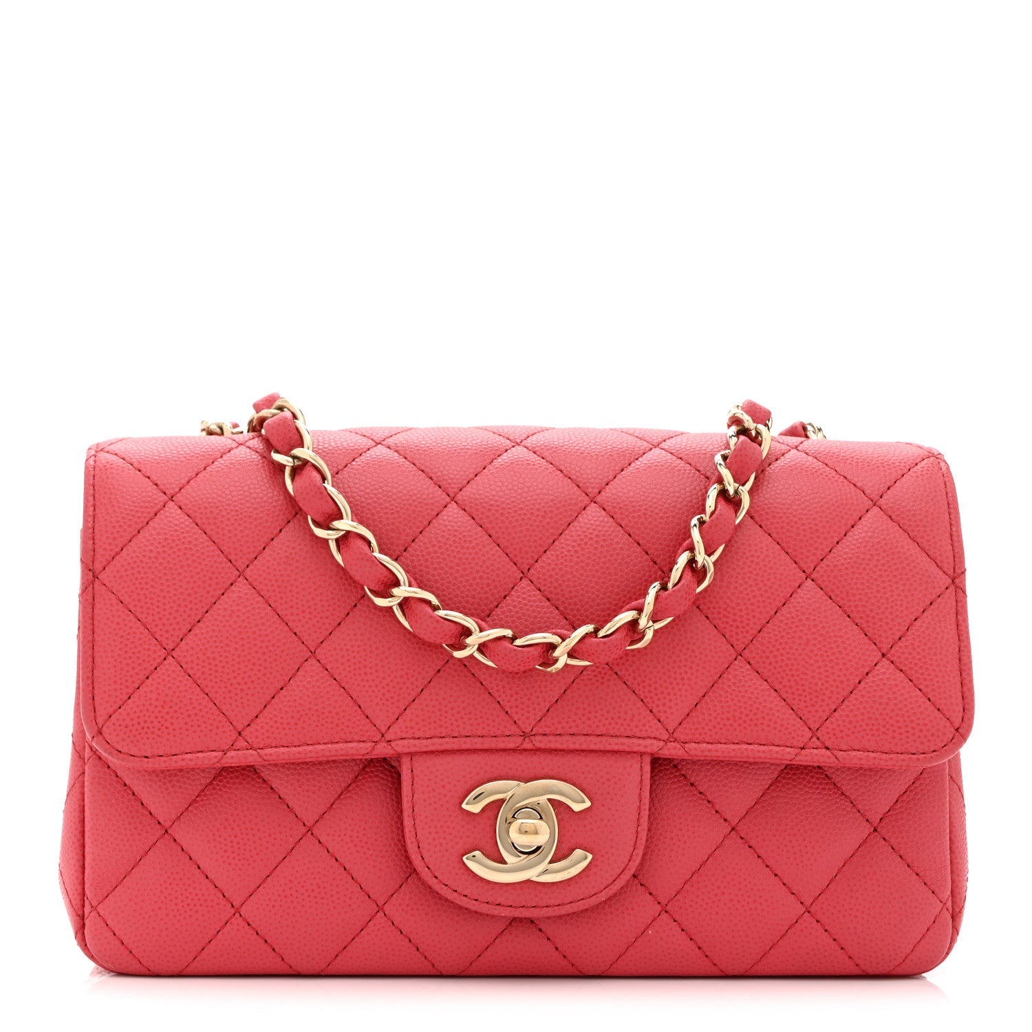 Caviar Quilted Mini Rectangular Flap Dark Pink