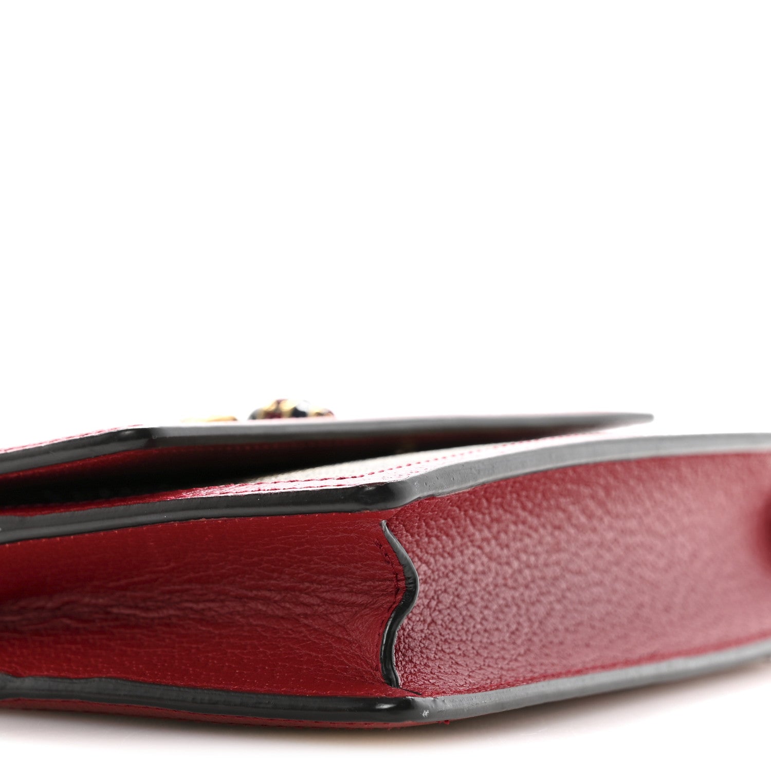 GG Supreme Monogram Web Queen Margaret Chain Wallet Red