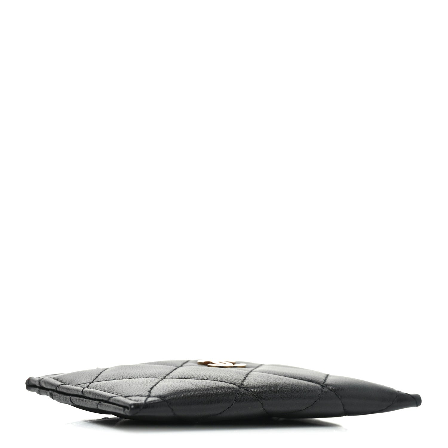 Lambskin Quilted Card Holder Black