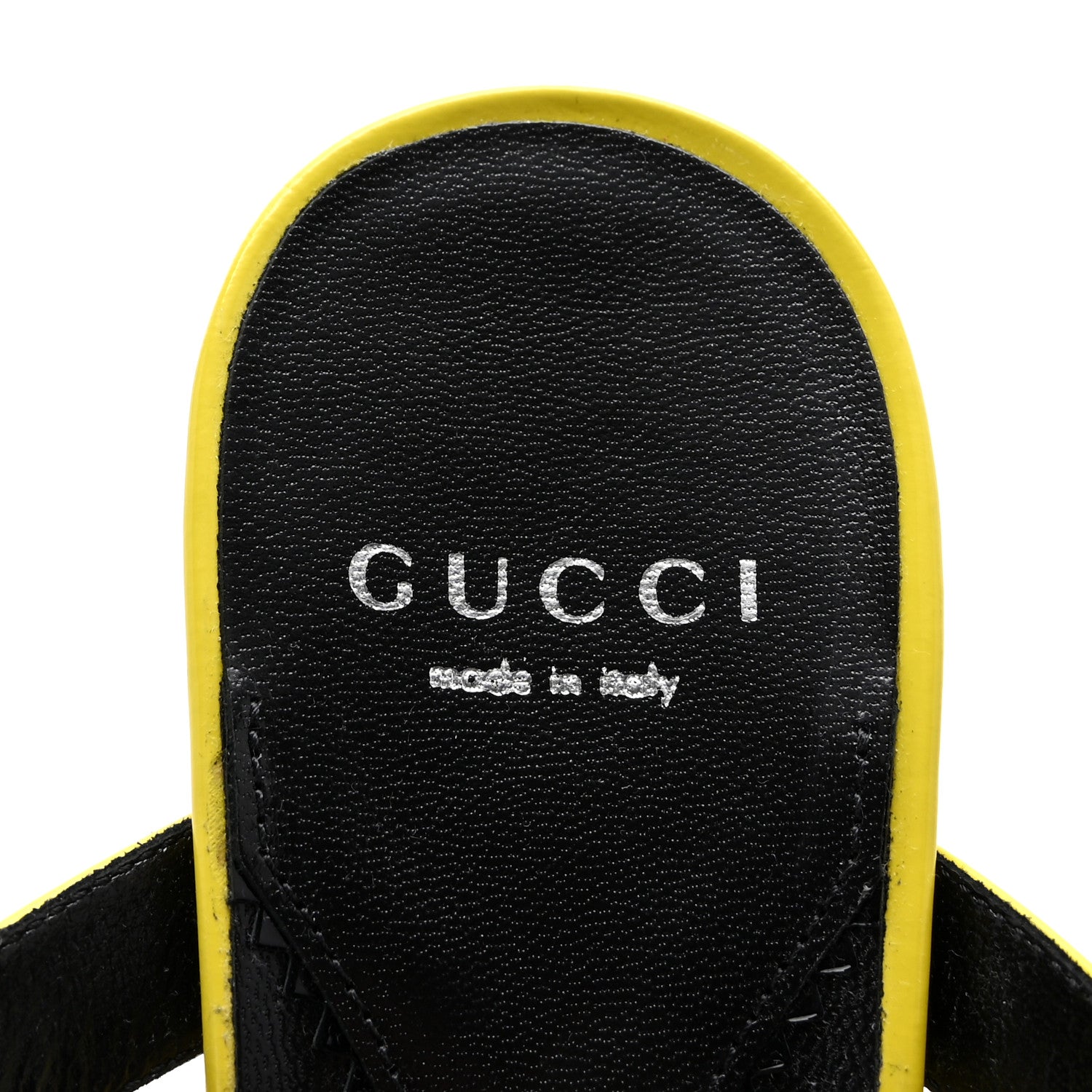 Patent Calfskin Horsebit Divine 75mm Slide Sandals 39.5 Acid Lime
