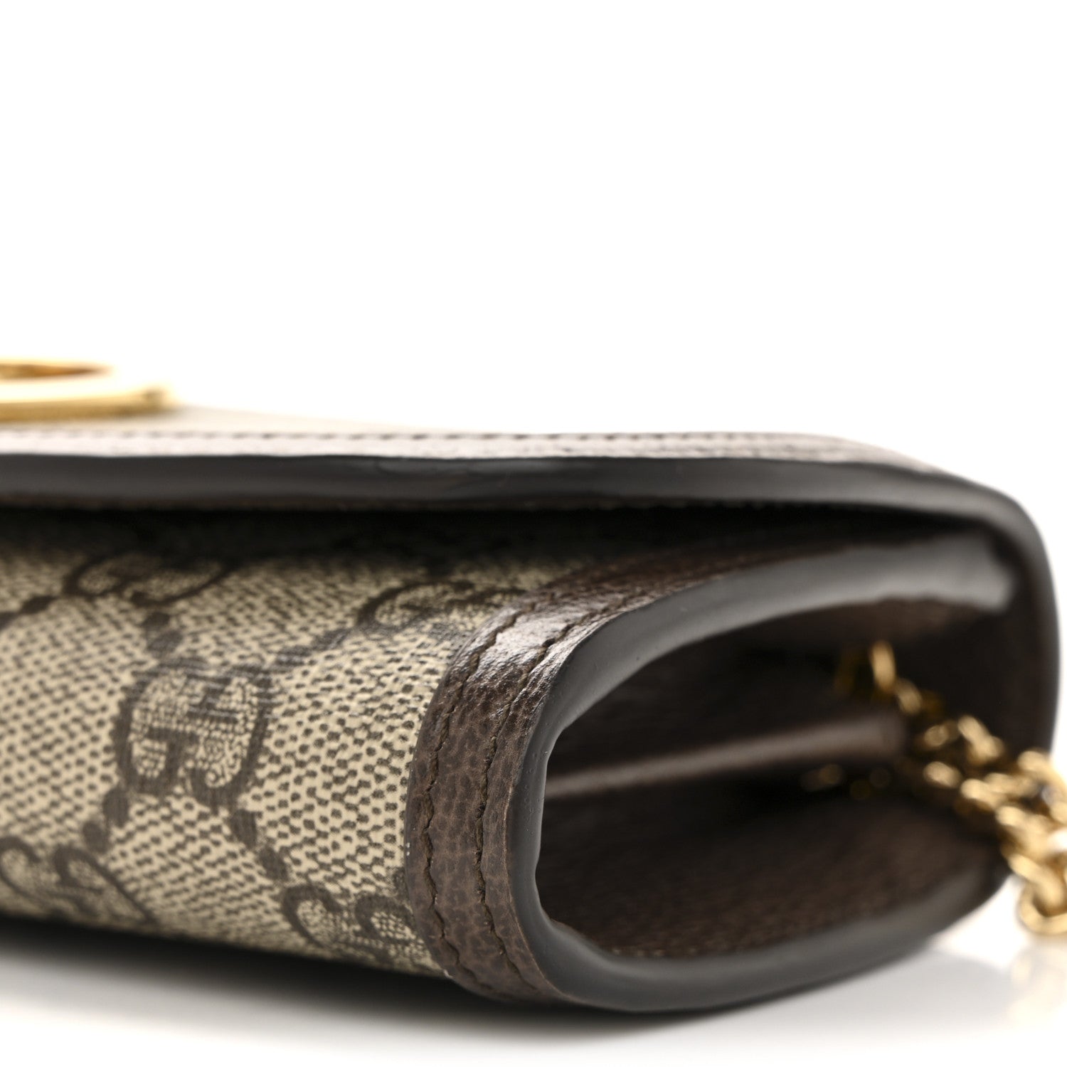 GG Supreme Monogram Textured Dollar Calfskin Blondie Continental Chain Wallet Beige Ebony New Acero