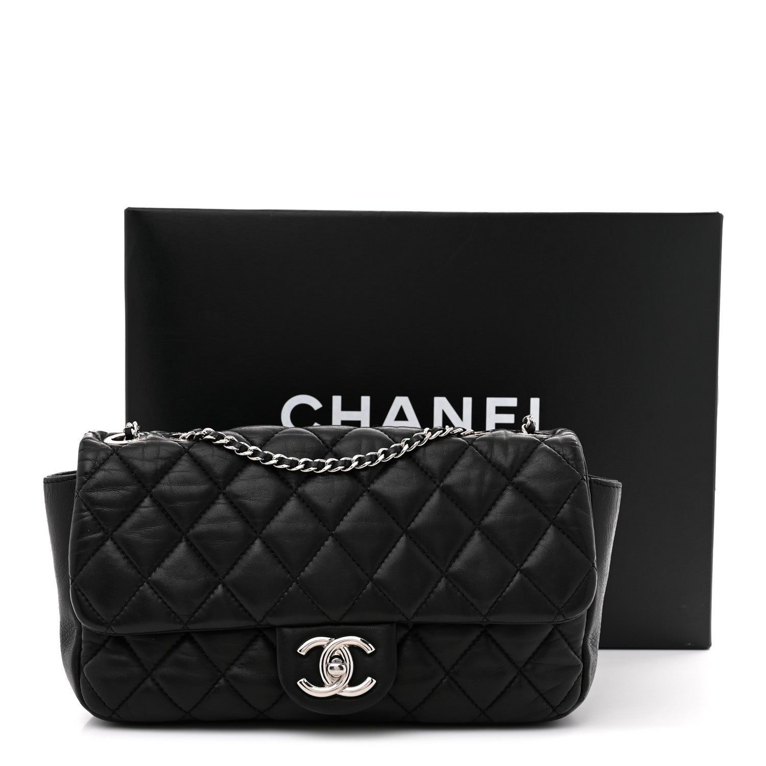 Lambskin Quilted Medium Coco Rain Flap Black
